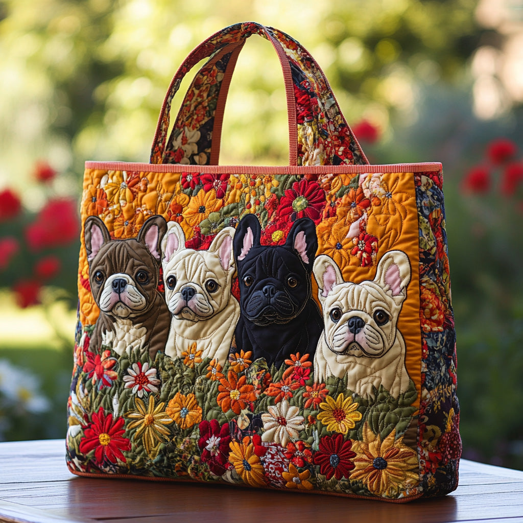 Rustle Snort Quilted Tote Bag Best Handbag For Everyday Use Gifts For Frenchie Lovers