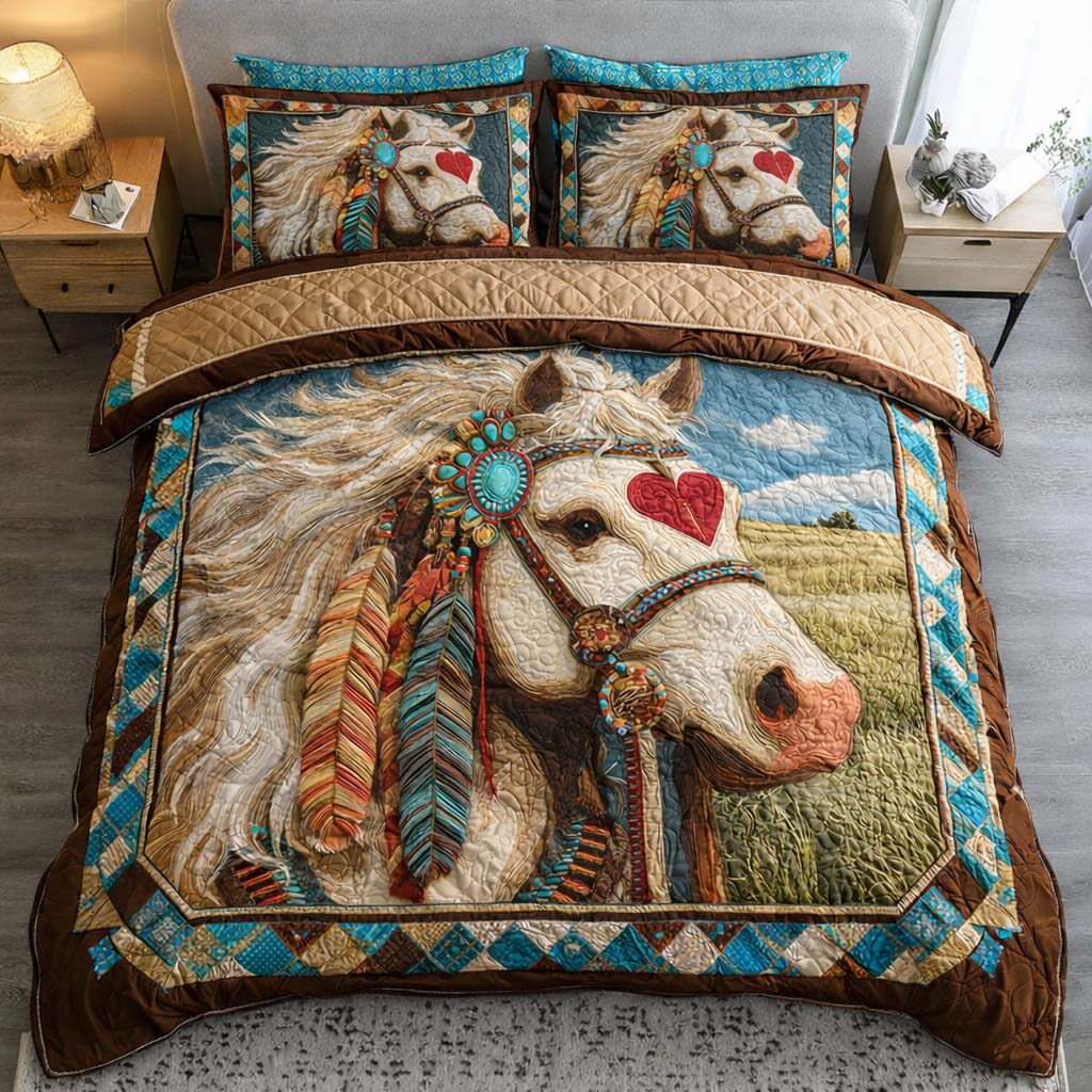 Sacred Heart Mustang Quilted Bedding Set Bedding Decor Gifts For A Horse Person