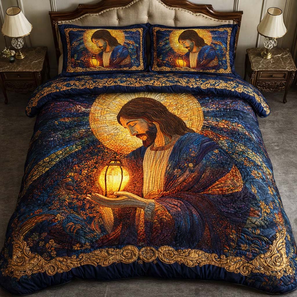 Sacred Lantern Quilted Bedding Set Comforter Sets Queen Gifts For Religious Woman