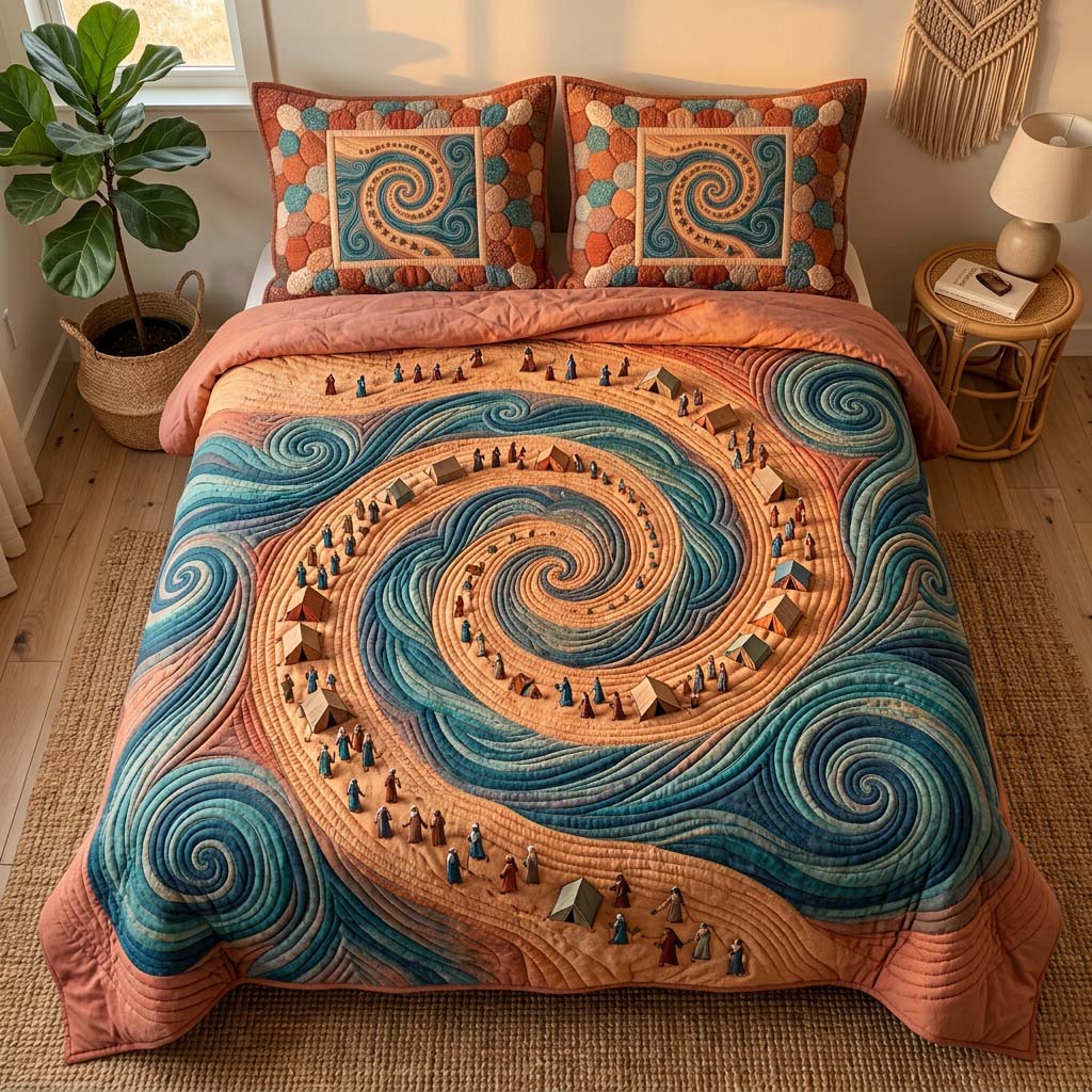 Sacred Spiral Journey Quilted Bedding Set Comforter And Sheet Sets Gift Jewish