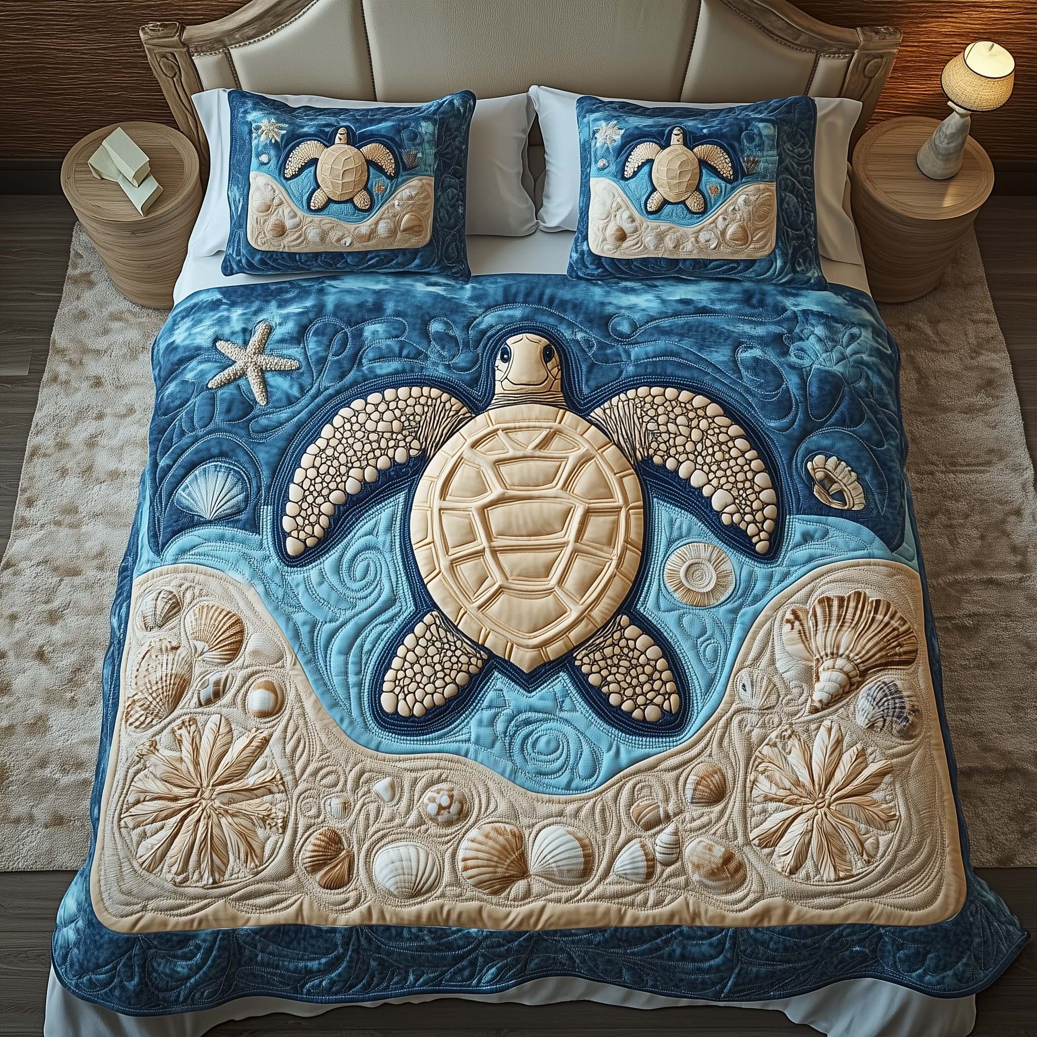 Sacred Turtle Quilted Bedding Set Best King Bed Sheets Sea Turtle Gift Ideas For Her