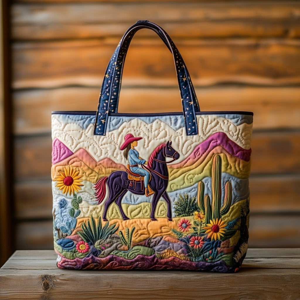 Saddle Bloom Quilted Tote Bag Best Ladies Tote Bags Cowboy Christmas Presents