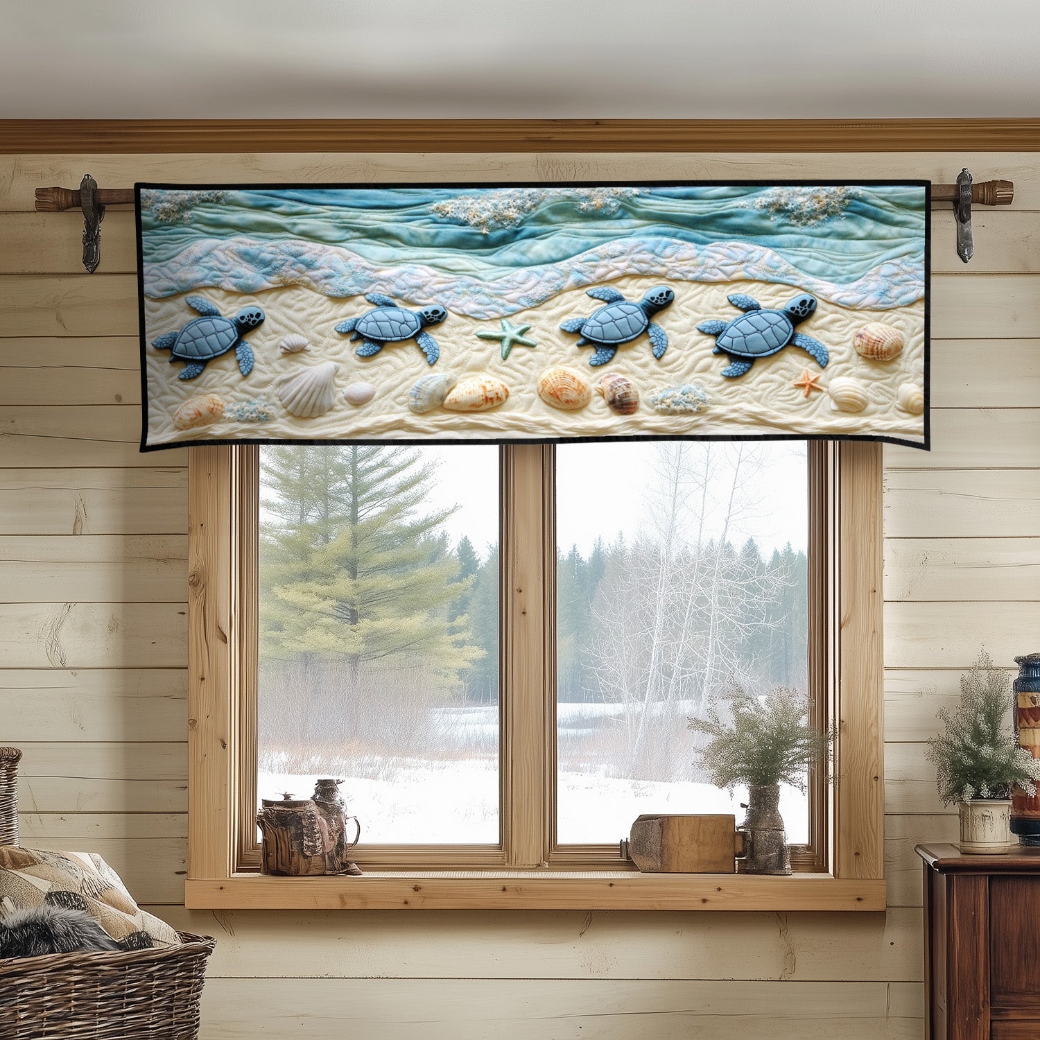 Sandy Horizon Quilted Valance Outdoor Entryway Decor Turtle Gift Idea