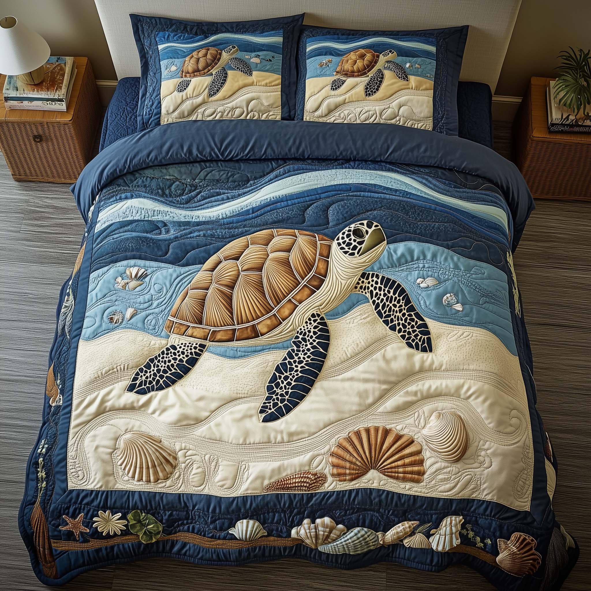 Sandy Turtle Quilted Bedding Set Best Bedding Sets Sea Turtle Gift Shop