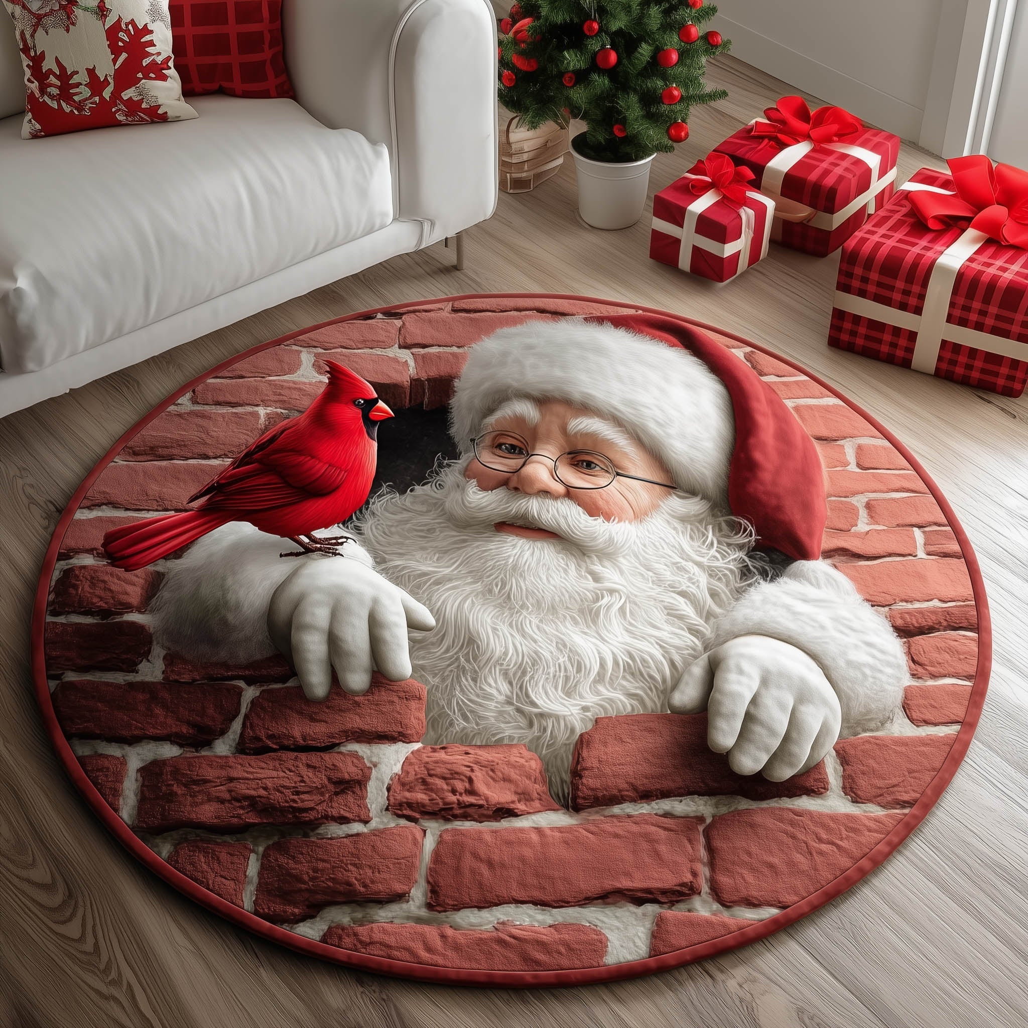 Santa Buddy Quilted Round Mat Soft and Stylish Quilted Round Mat for Home Decor