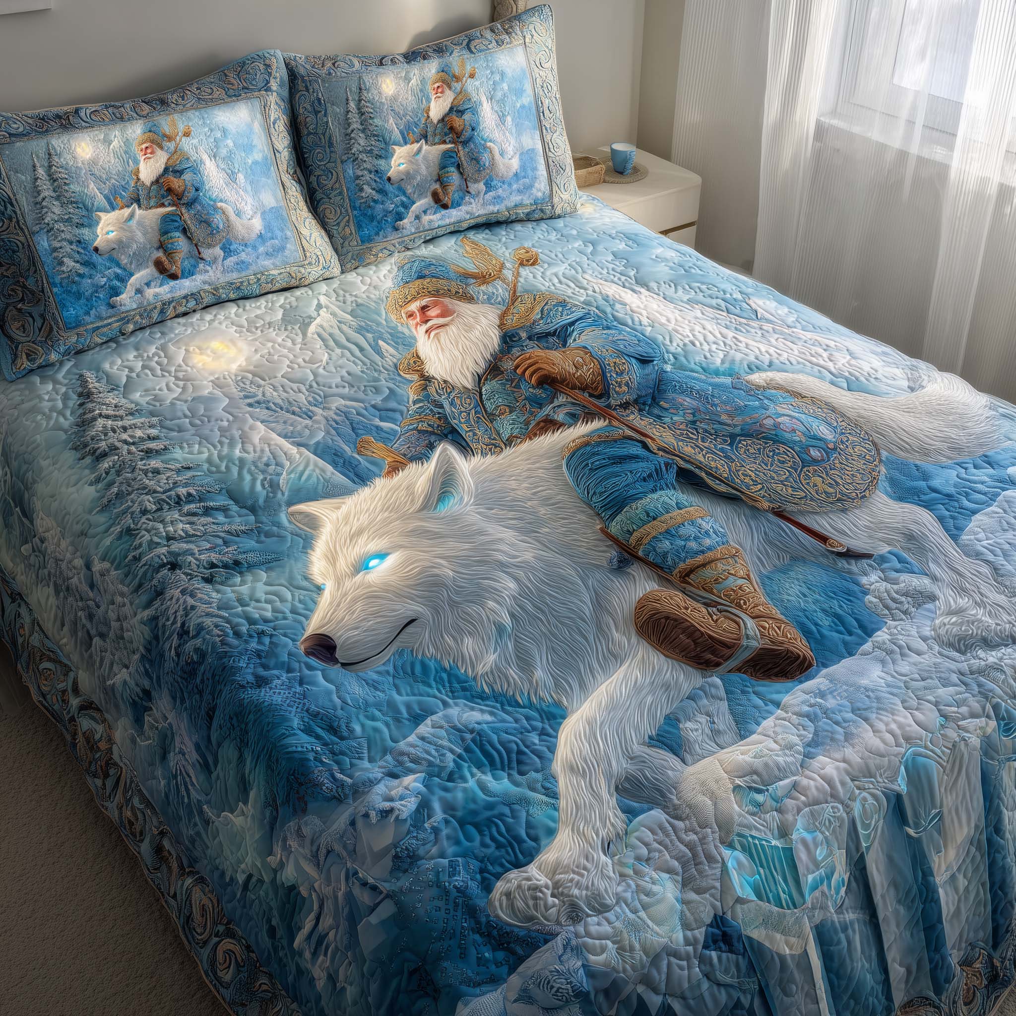 Santa Journey Quilted Bedding Set Christmas Bedding Set Christmas Gift Ideas For Boyfriend