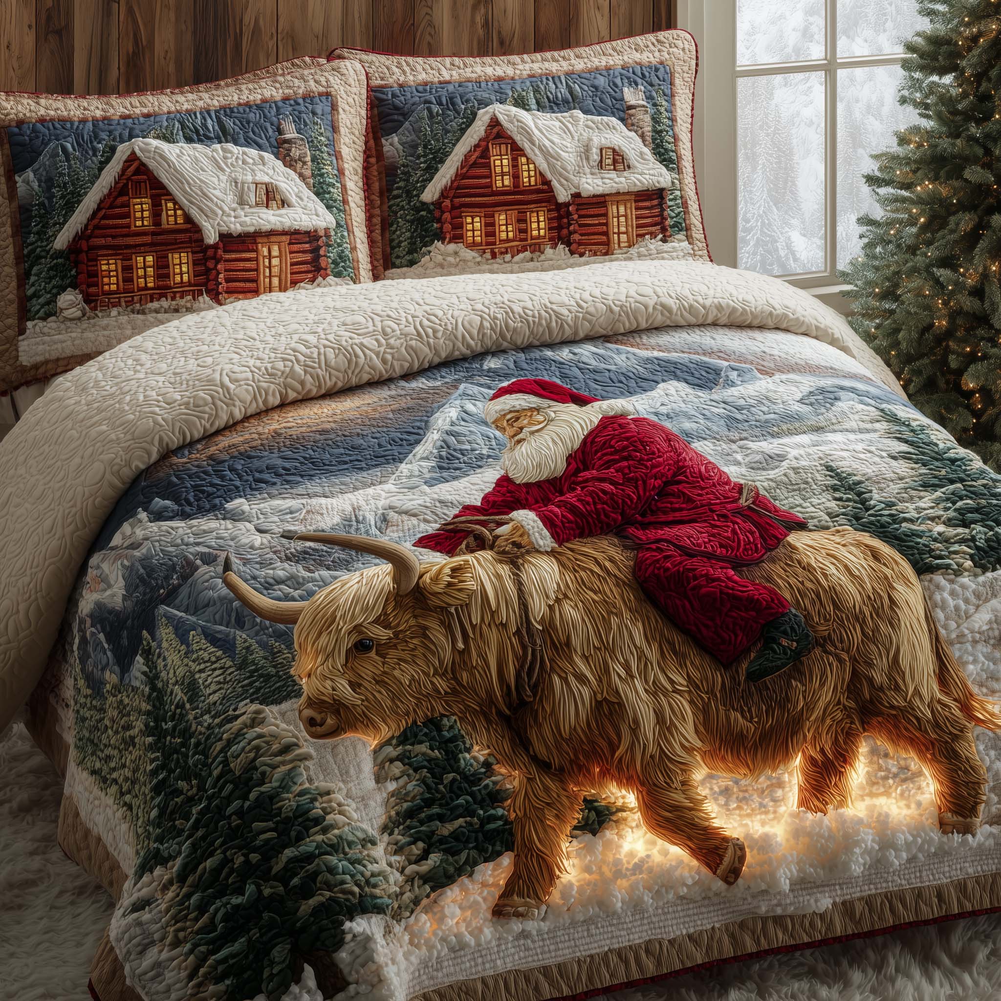 Santa Journey Quilted Bedding Set Cute Christmas Bedrooms Good Christmas Gifts For Mom