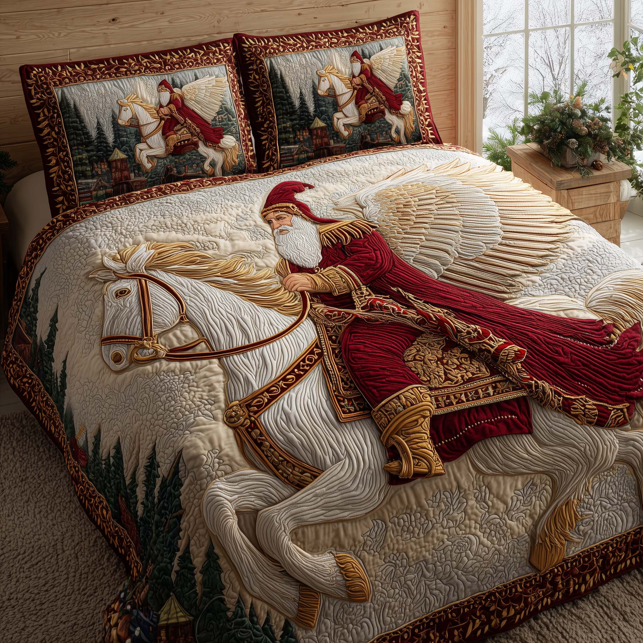 Santa Journey Quilted Bedding Set Room Christmas Decor Ideas Mother In Law Christmas Gift