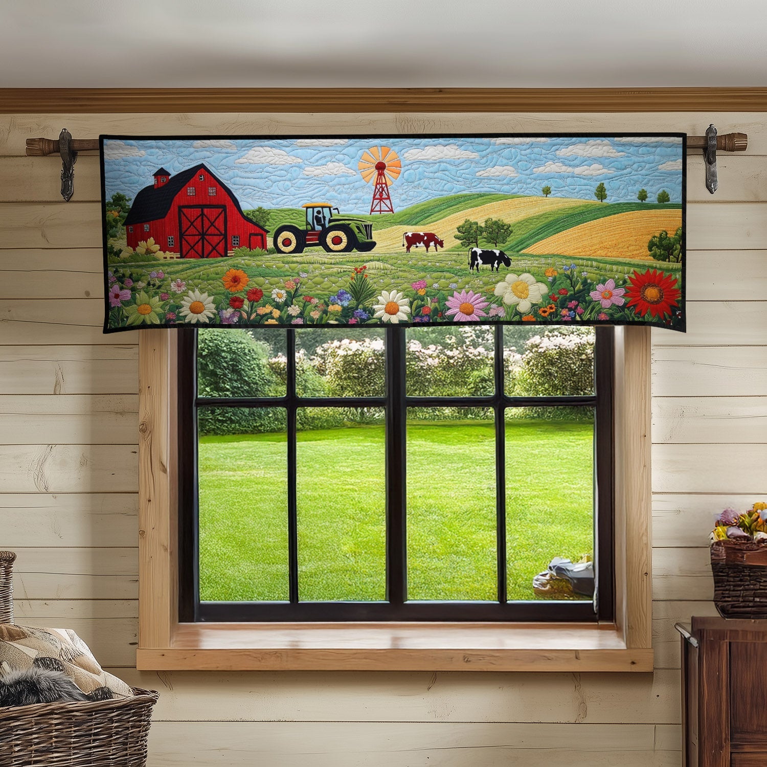 Scenic Farm Landscape Quilted Valance Entryway Design Ideas Farming Gifts For Him