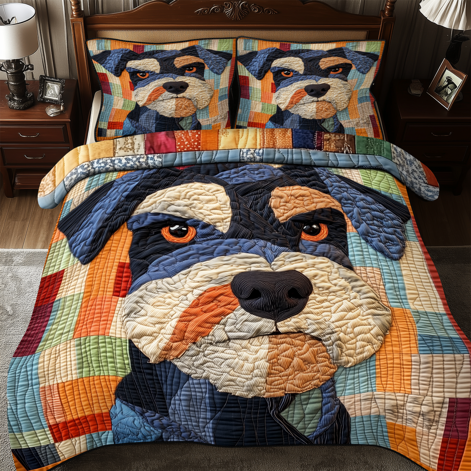 Schnauzer Quilted Bedding Set Best Bedding Comforter Sets Schnauzer Owner Gifts