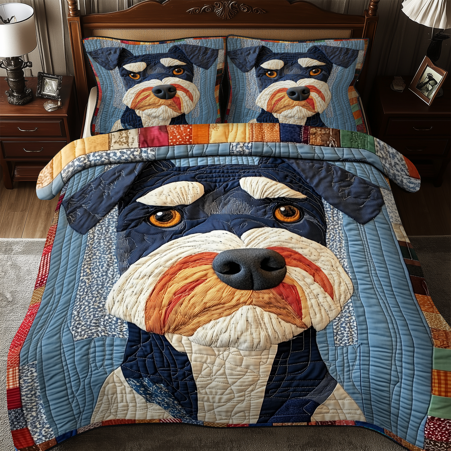 Schnauzer Quilted Bedding Set Good Bed Sets Gifts For Schnauzer Lovers
