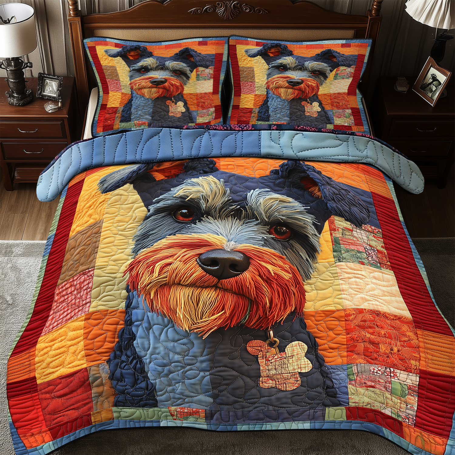Schnauzer Quilted Bedding Set Nice Bed Sheet Sets Schnauzer Owner Gifts