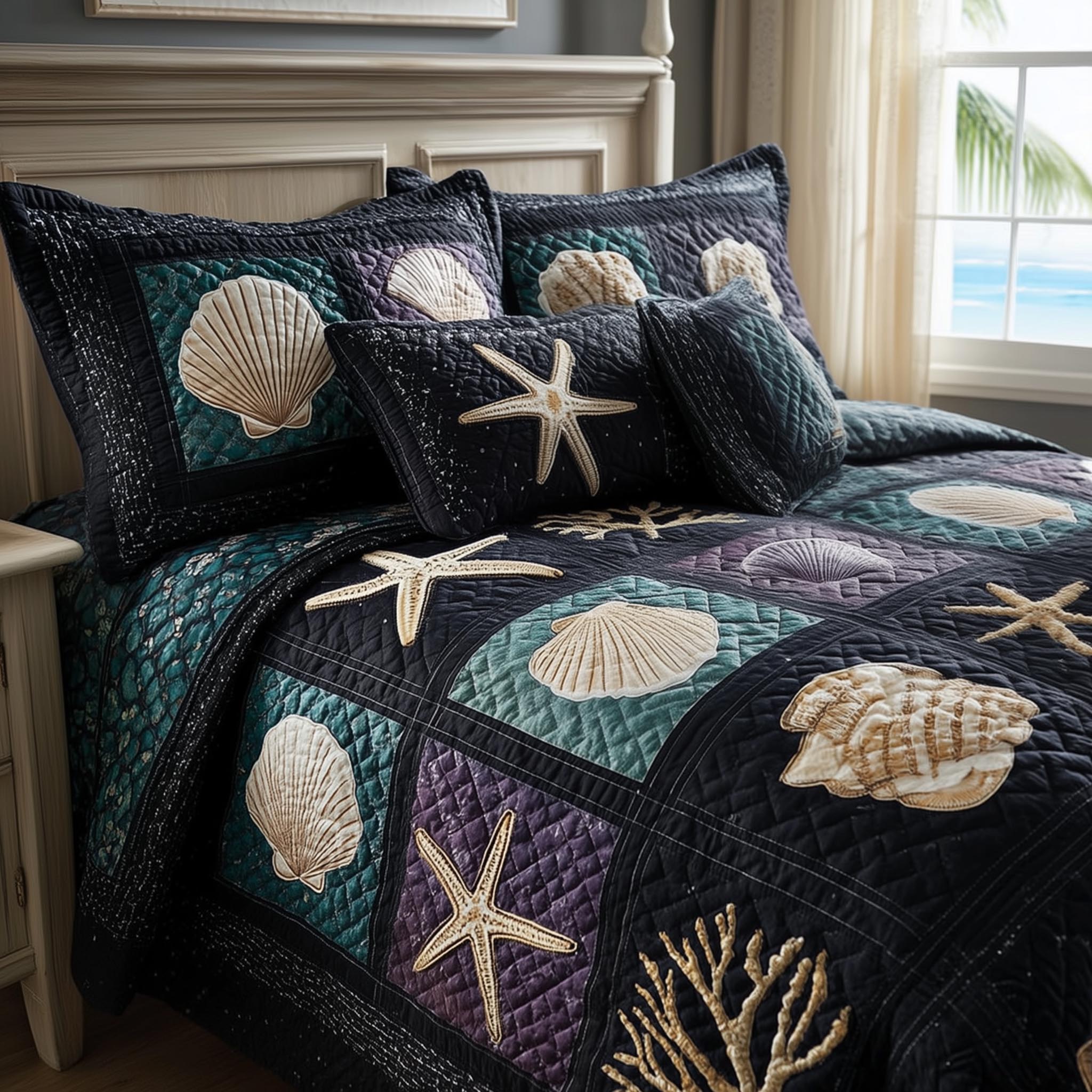 Sea Drift Quilted Bedding Set Bedroom Room Decor Beach Gifts For Her
