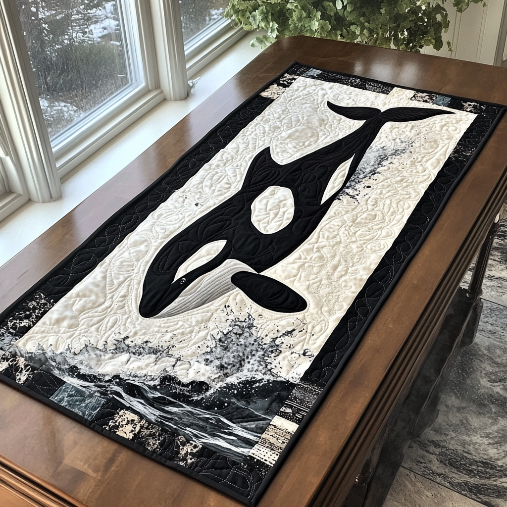 Sea Majesty Quilted Table Runner Dining Room Table Decor Gift For Whale Lover
