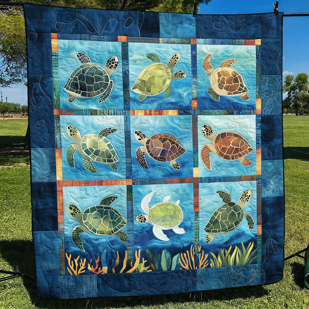 Sea Turtle Quilted Blanket Holiday Bedroom Decorations Best Gift For Mom