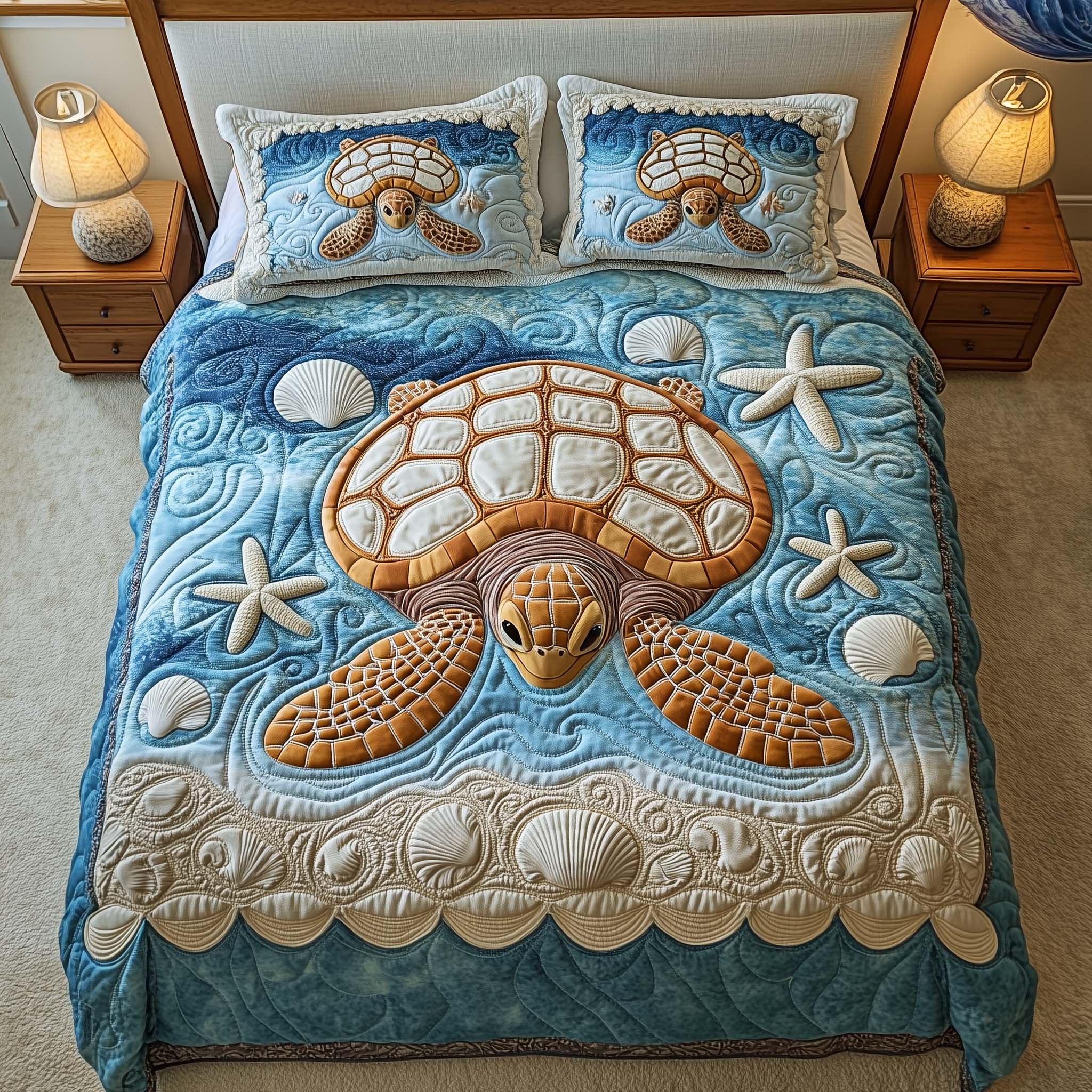 Shell Haven Quilted Bedding Set Best Sheets Ever Unique Sea Turtle Gifts