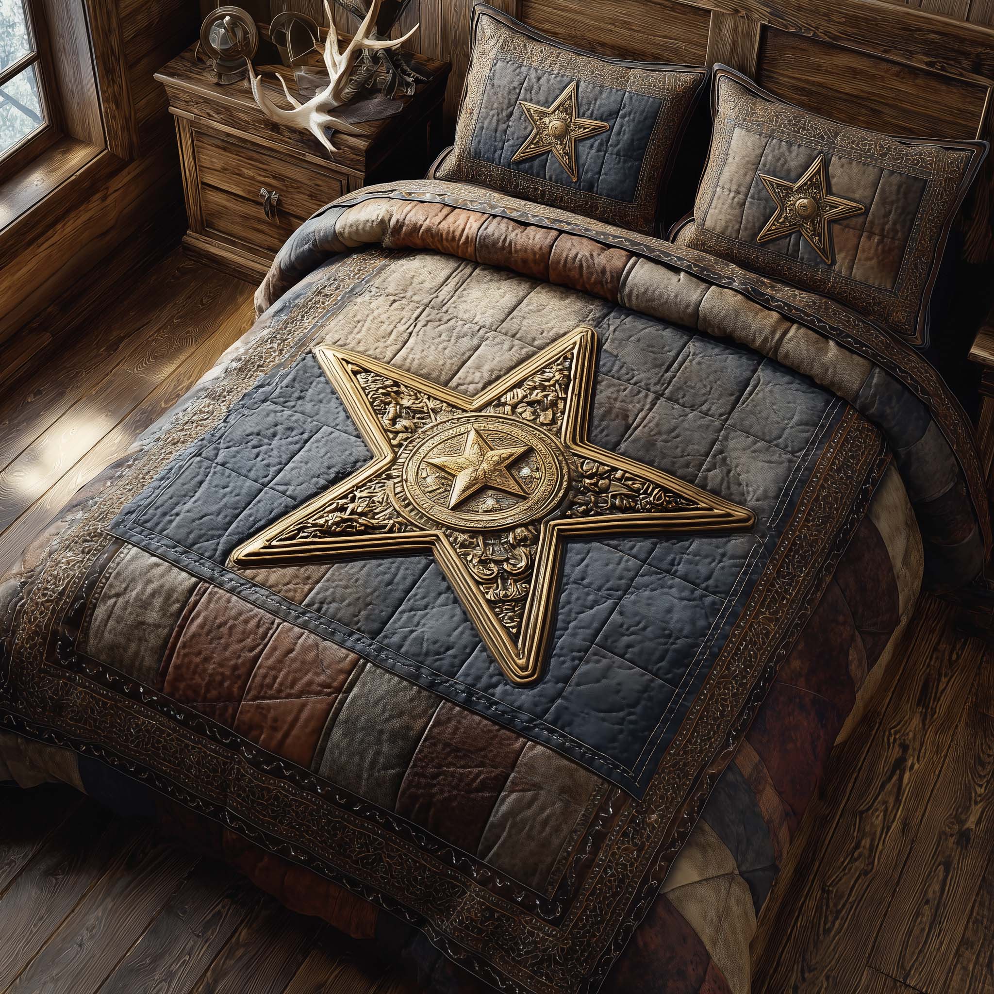 Sheriff Star Quilted Bedding Set Best Fitted Sheets Cowboy Gifts For Him
