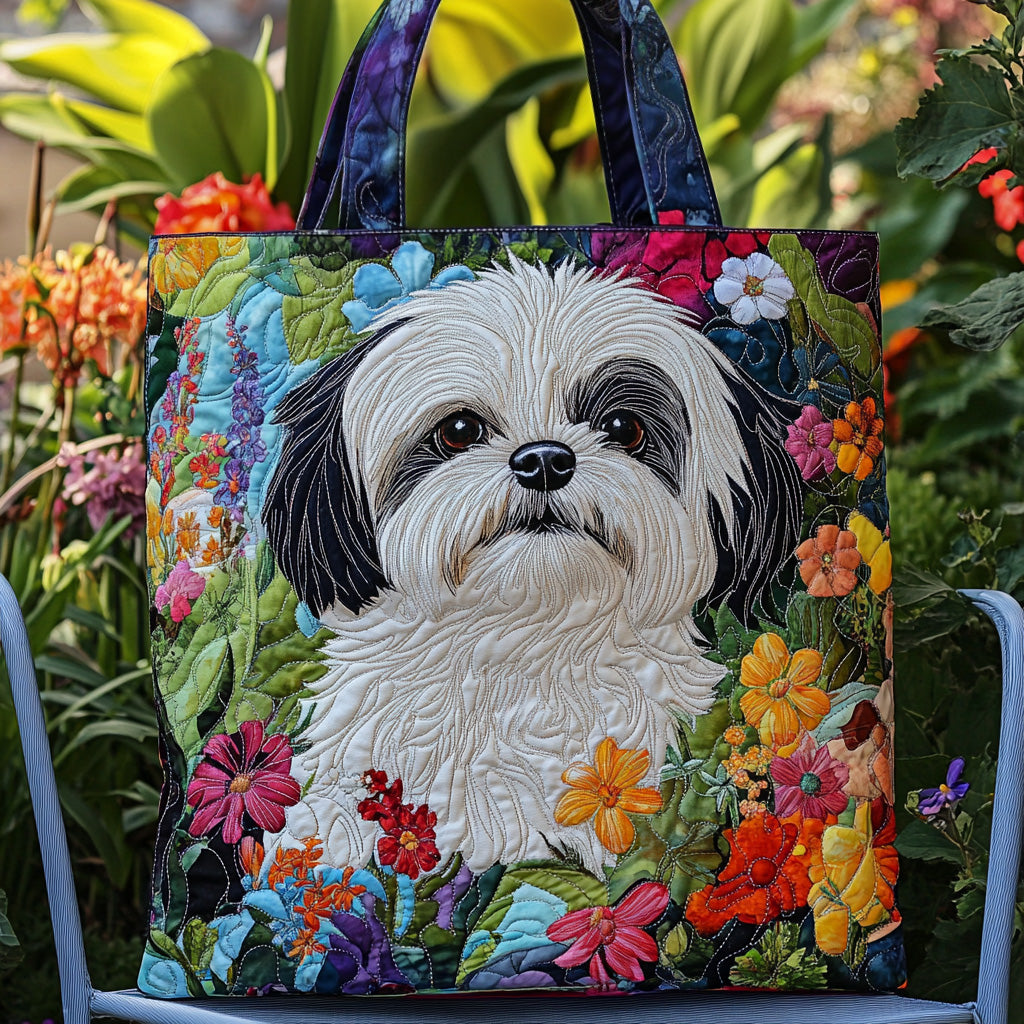 Shih Tzu Bliss Quilted Tote Bag Shoulder Handbag Shih Tzu Gifts For Dog Lovers
