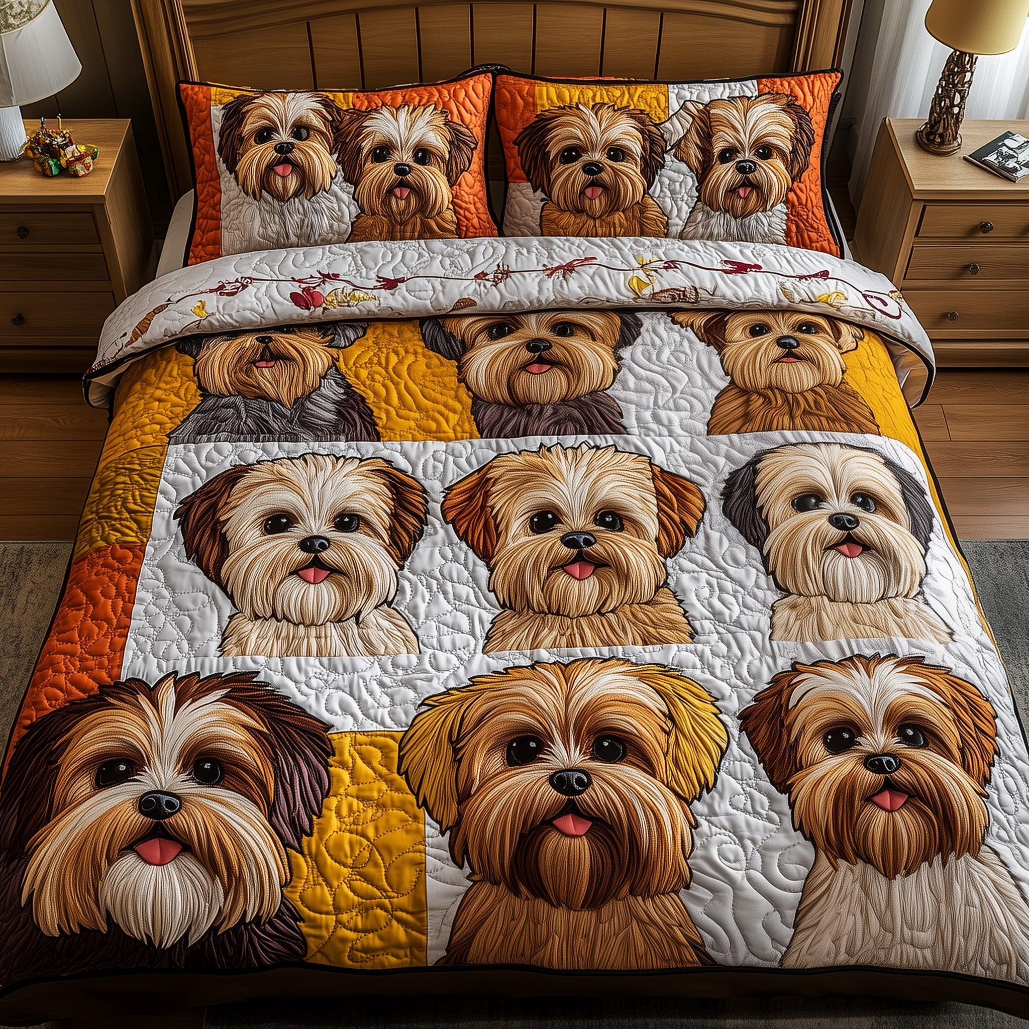 Shih Tzu Quilted Bedding Set Best King Size Sheets Gifts For Shih Tzu Lovers