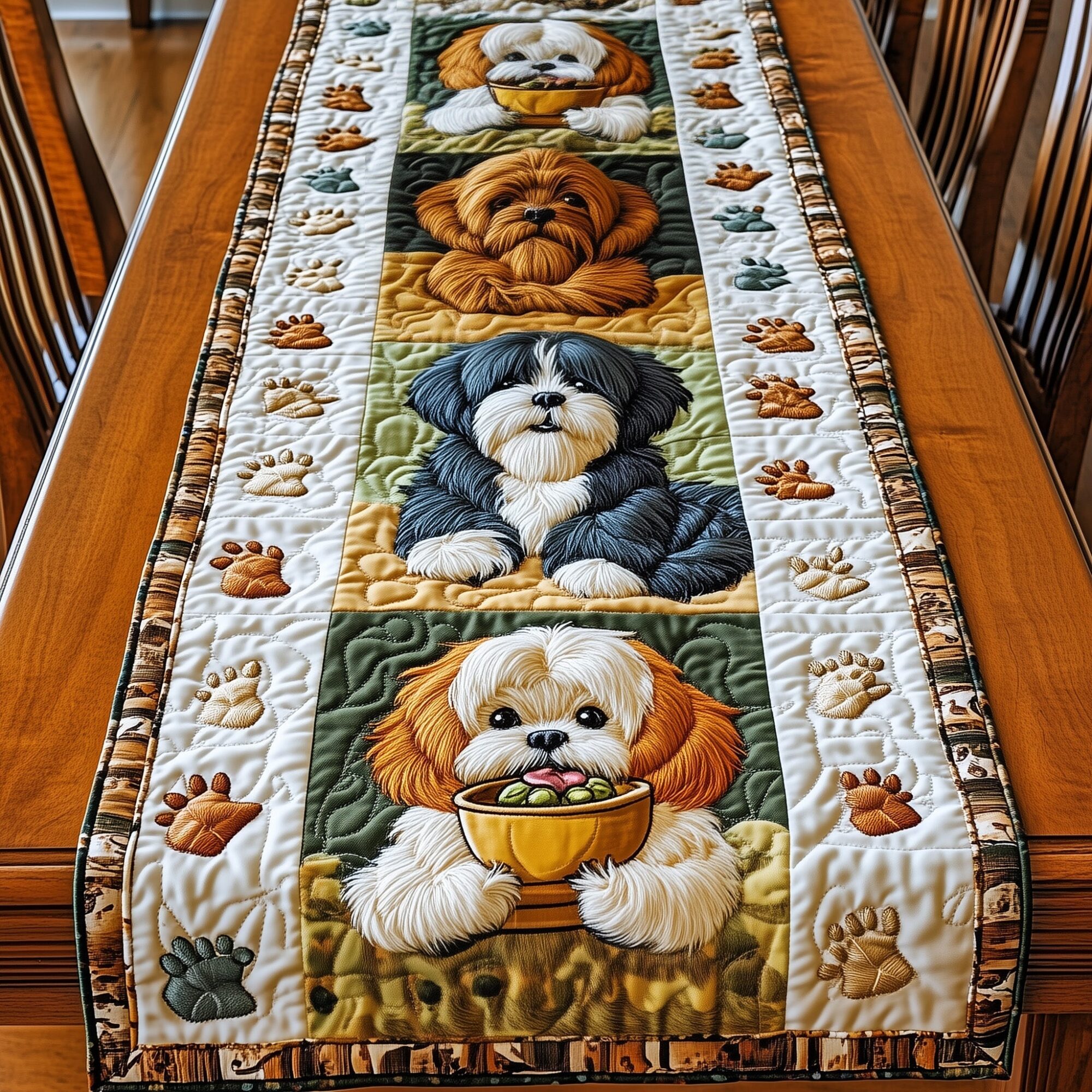 Shih Tzu Quilted Table Runner Dining Room Table Decor Shih Tzu Owner Gifts