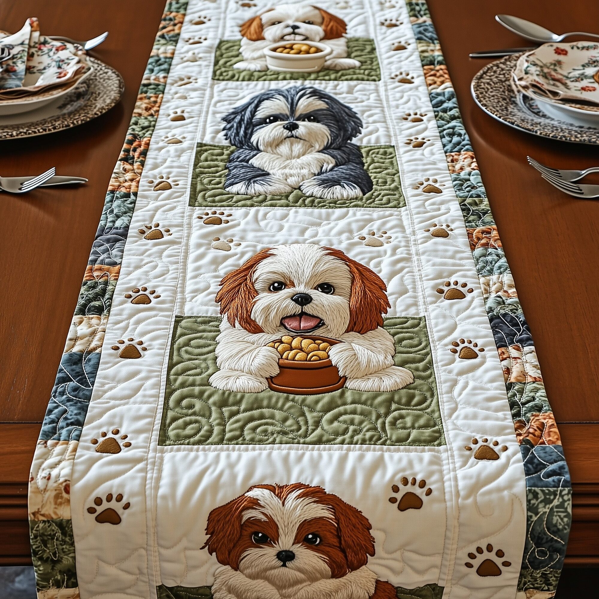 Shih Tzu Quilted Table Runner Dining Table Ideas Gift Ideas For Shih Tzu Lovers