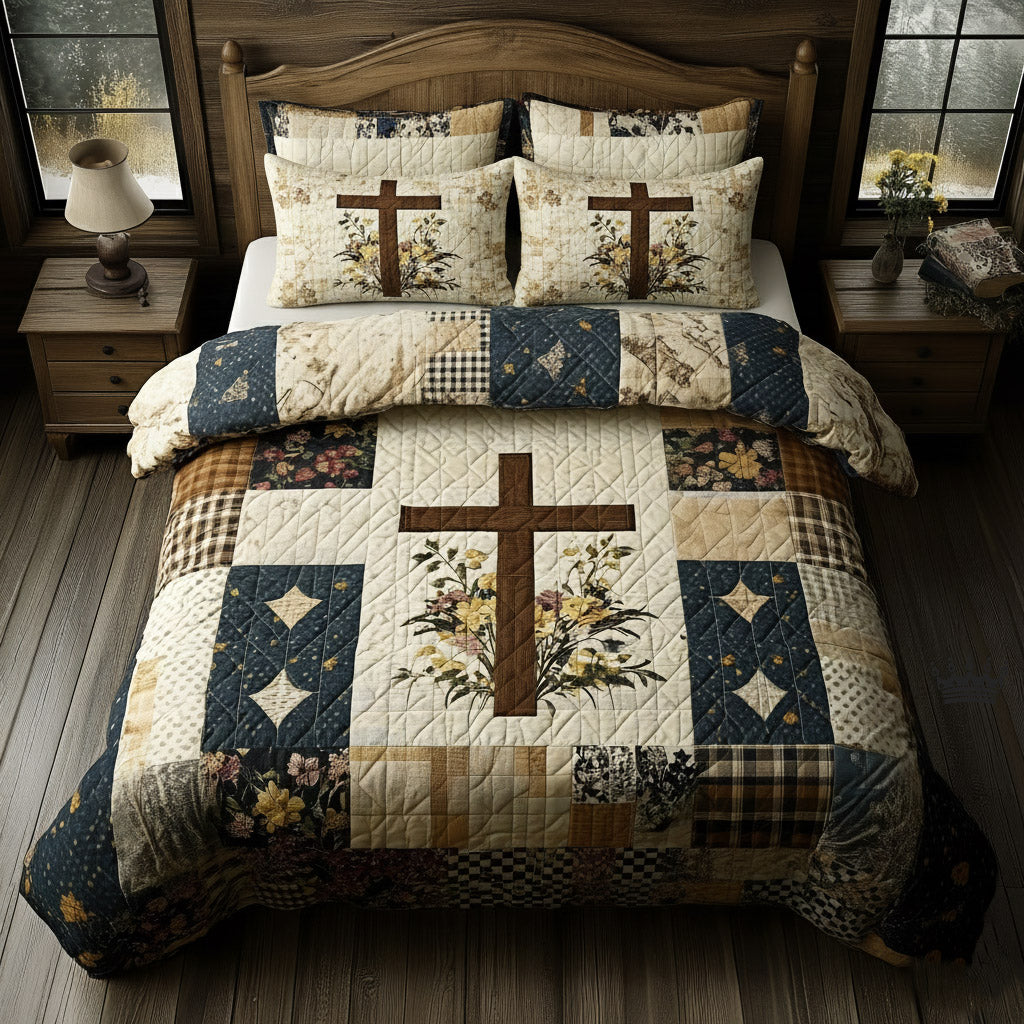 Shining Cross Quilted Bedding Set Bedding Ideas Unique Christian Gifts