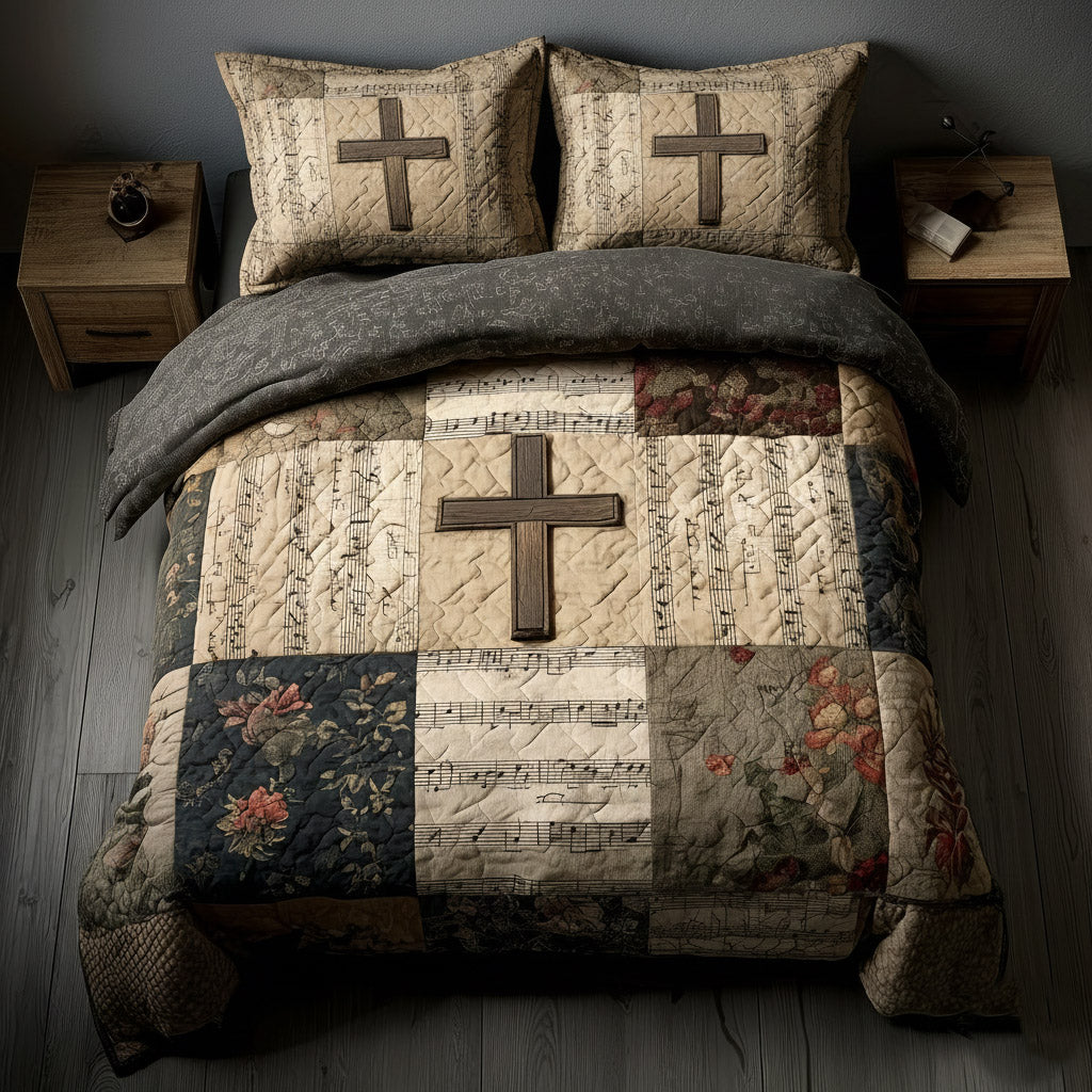 Shining Cross Quilted Bedding Set Bedroom Furniture Ideas Presents For Christians