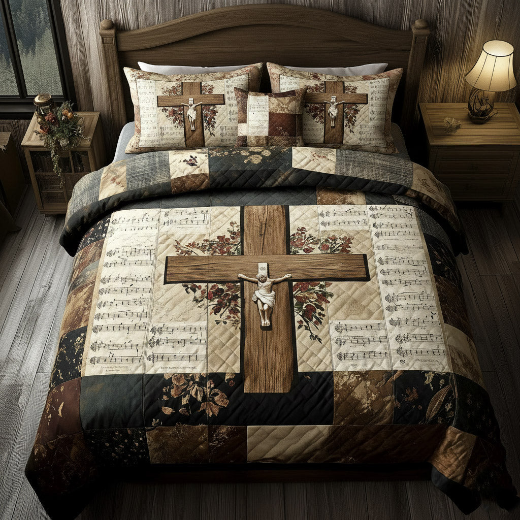 Shining Cross Quilted Bedding Set Best King Sheets Christian Present Ideas