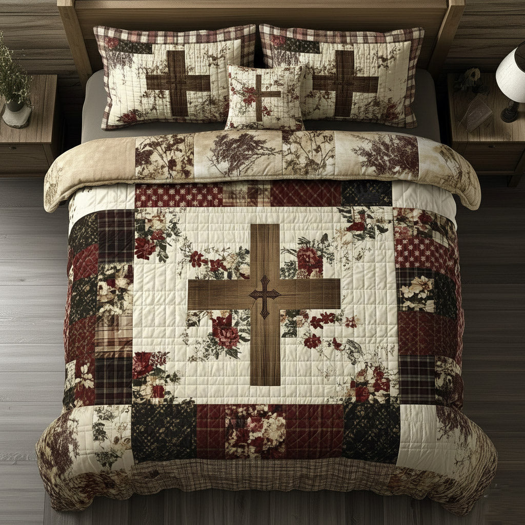 Shining Cross Quilted Bedding Set Boho Bedroom Ideas Christian Christmas Presents