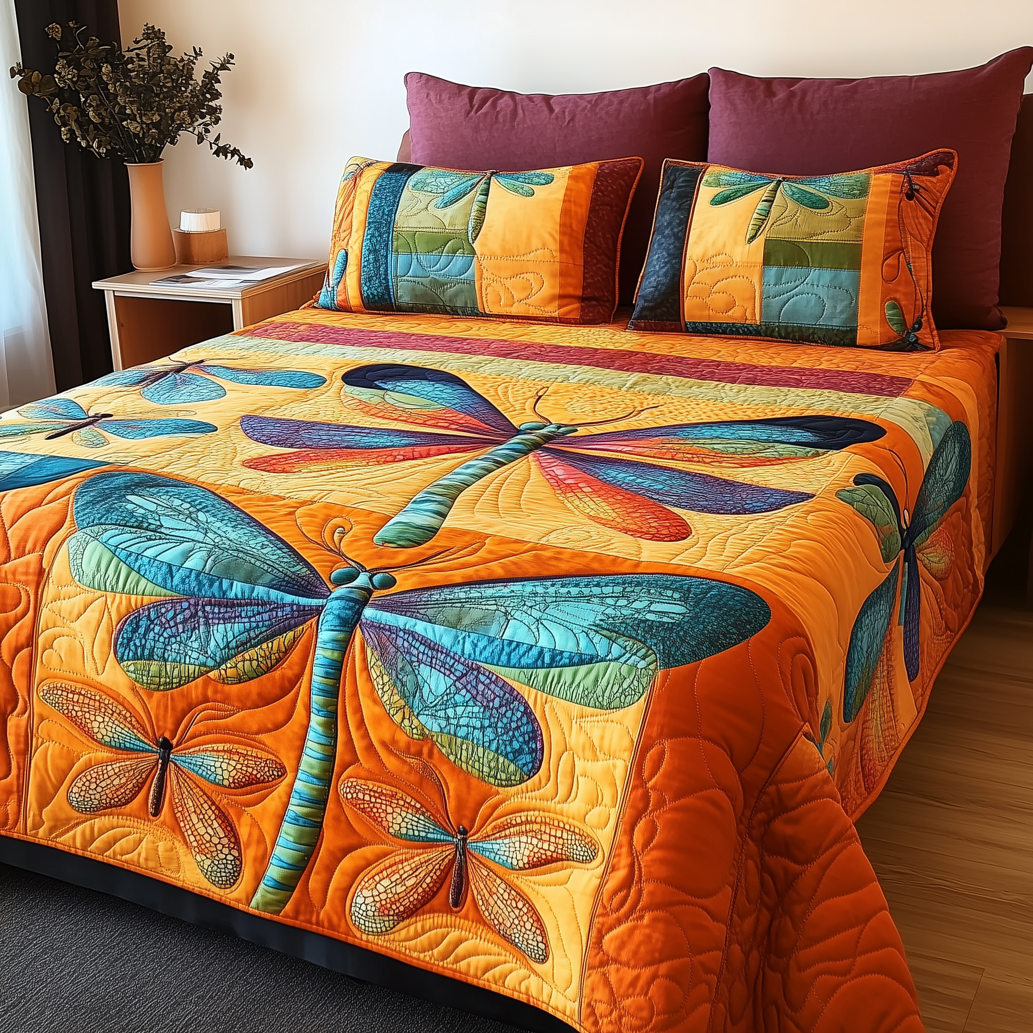 Shining Dragonfly Quilted Bedding Set Great Bed Sets Dragonfly Christmas Gifts