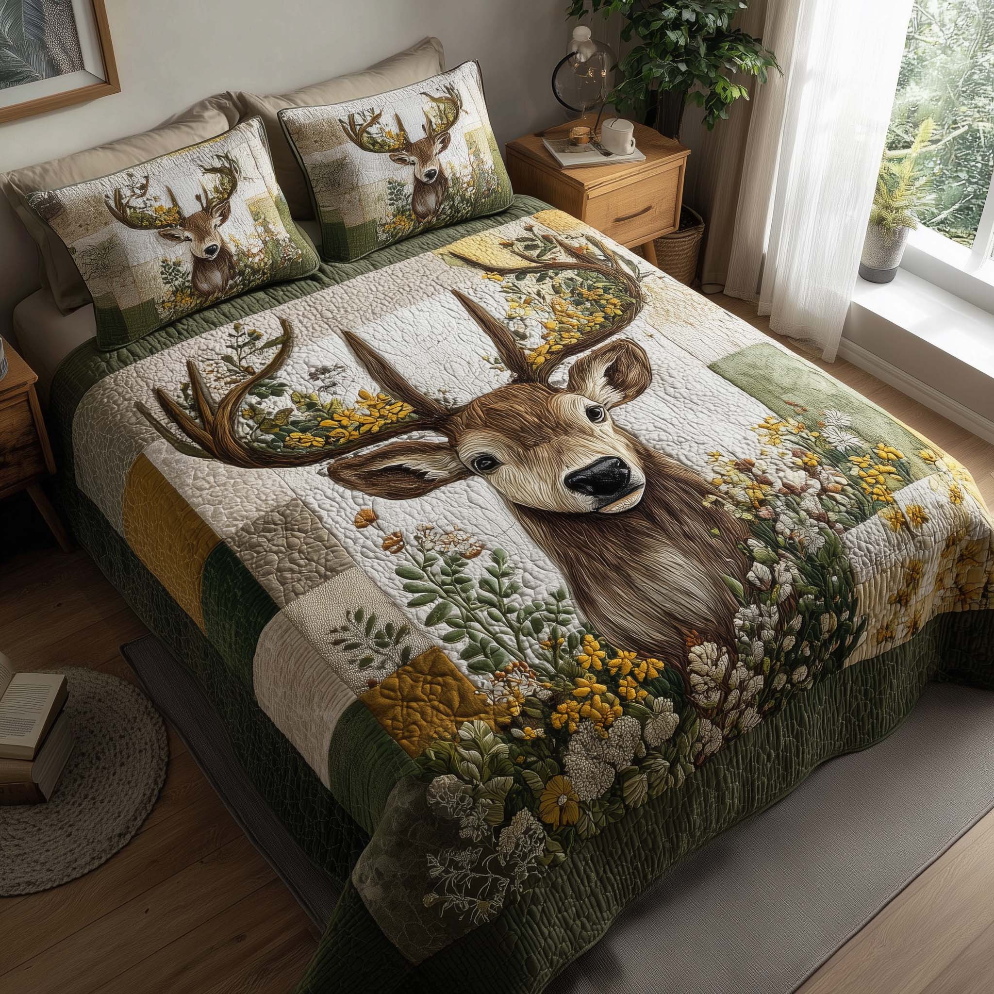Silent Stag Quilted Bedding Set Bedroom Decor Ideas Deer Gifts For Him