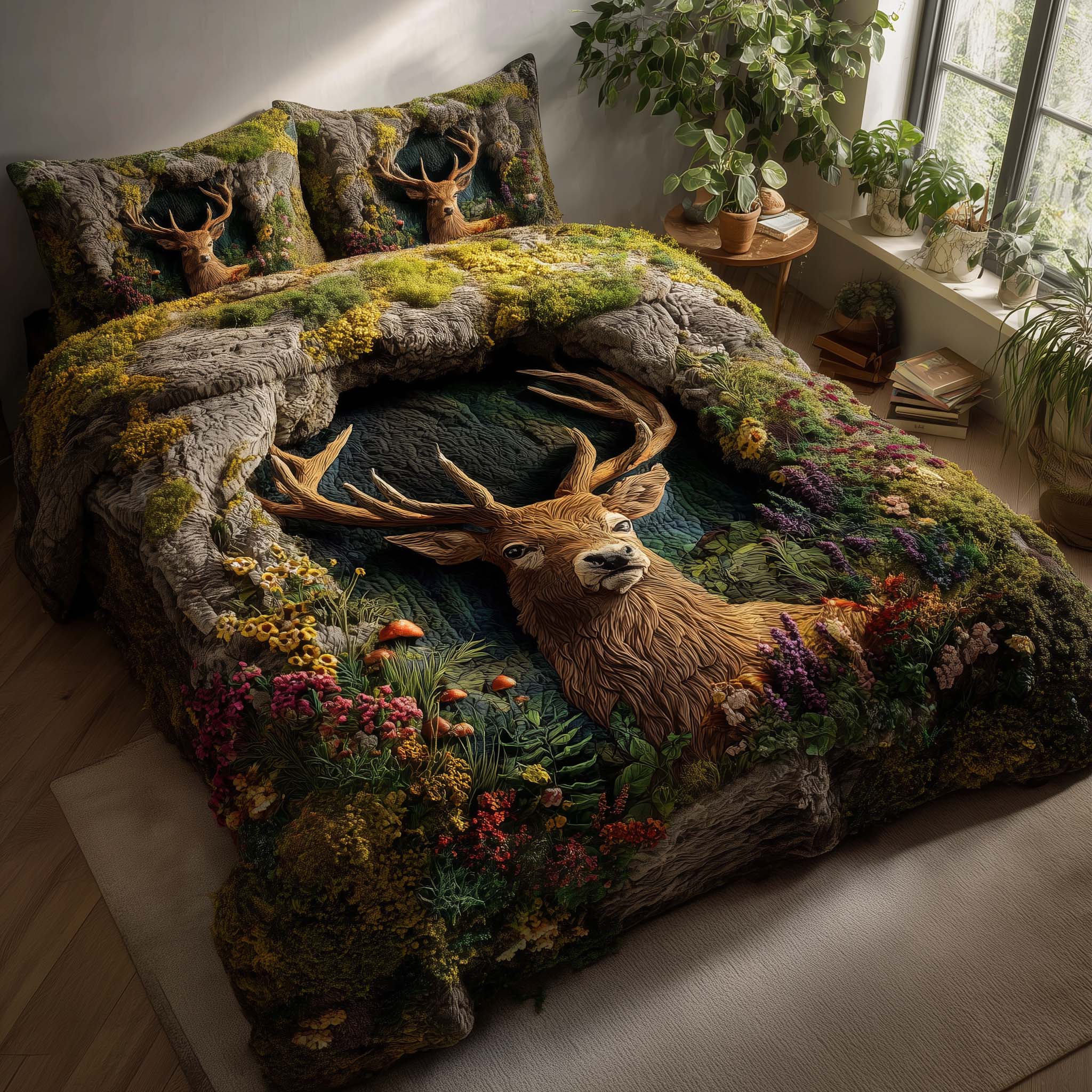 Silent Stag Quilted Bedding Set Best Sheets Ever Unique Deer Gifts
