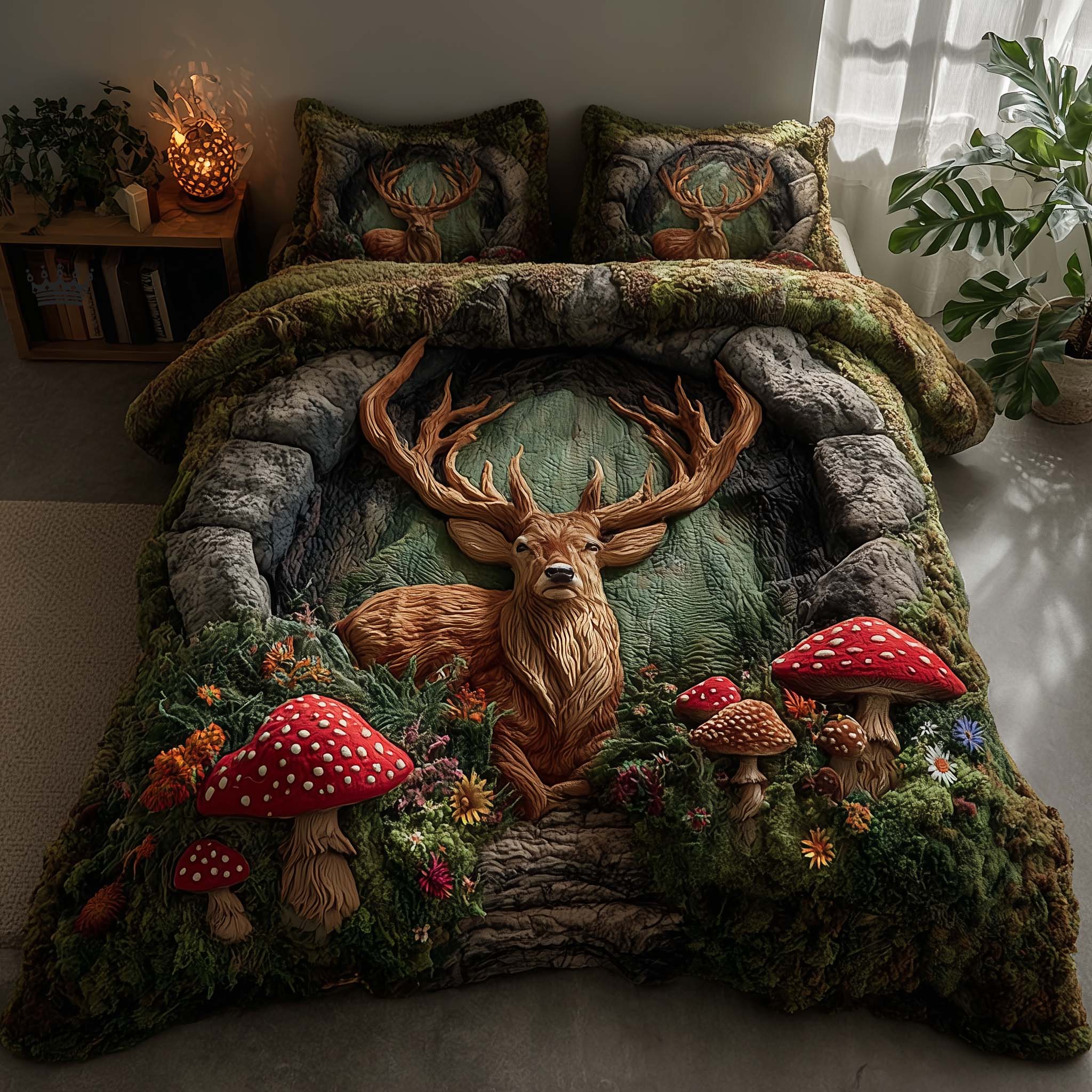 Silent Stag Quilted Bedding Set Great Bed Sets Deer Hunters Gifts For Husband