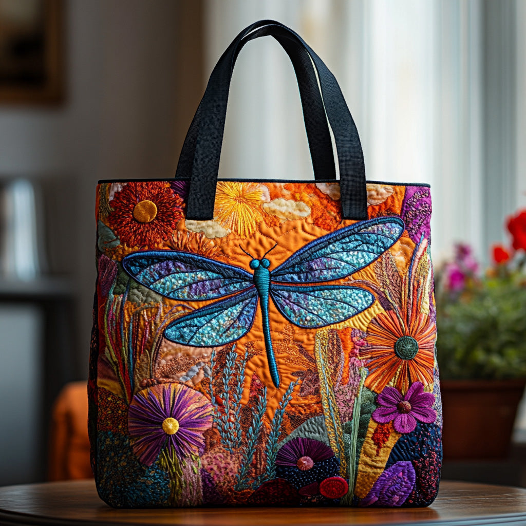 Silent Wings Quilted Tote Bag Trendy Tote Dragonfly Christmas Gifts