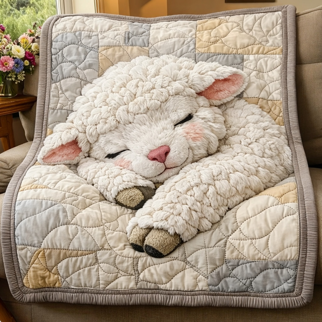 Sleeping Sheep Quilted Blanket Holiday Bedroom Decoration Items Gift For Mom