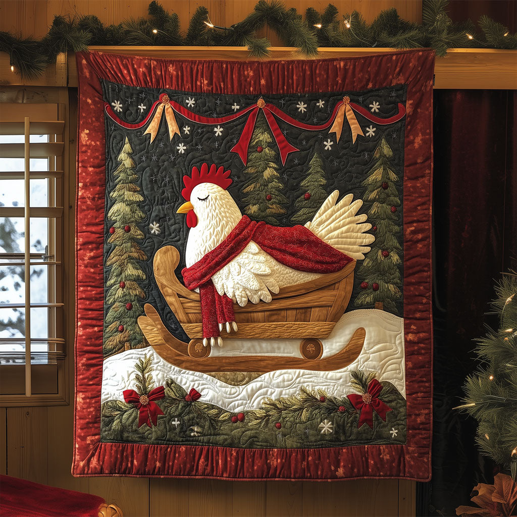 Sleigh Ride Rooster Quilt Warm and Stylish Quilt Blanket for Winter Nights