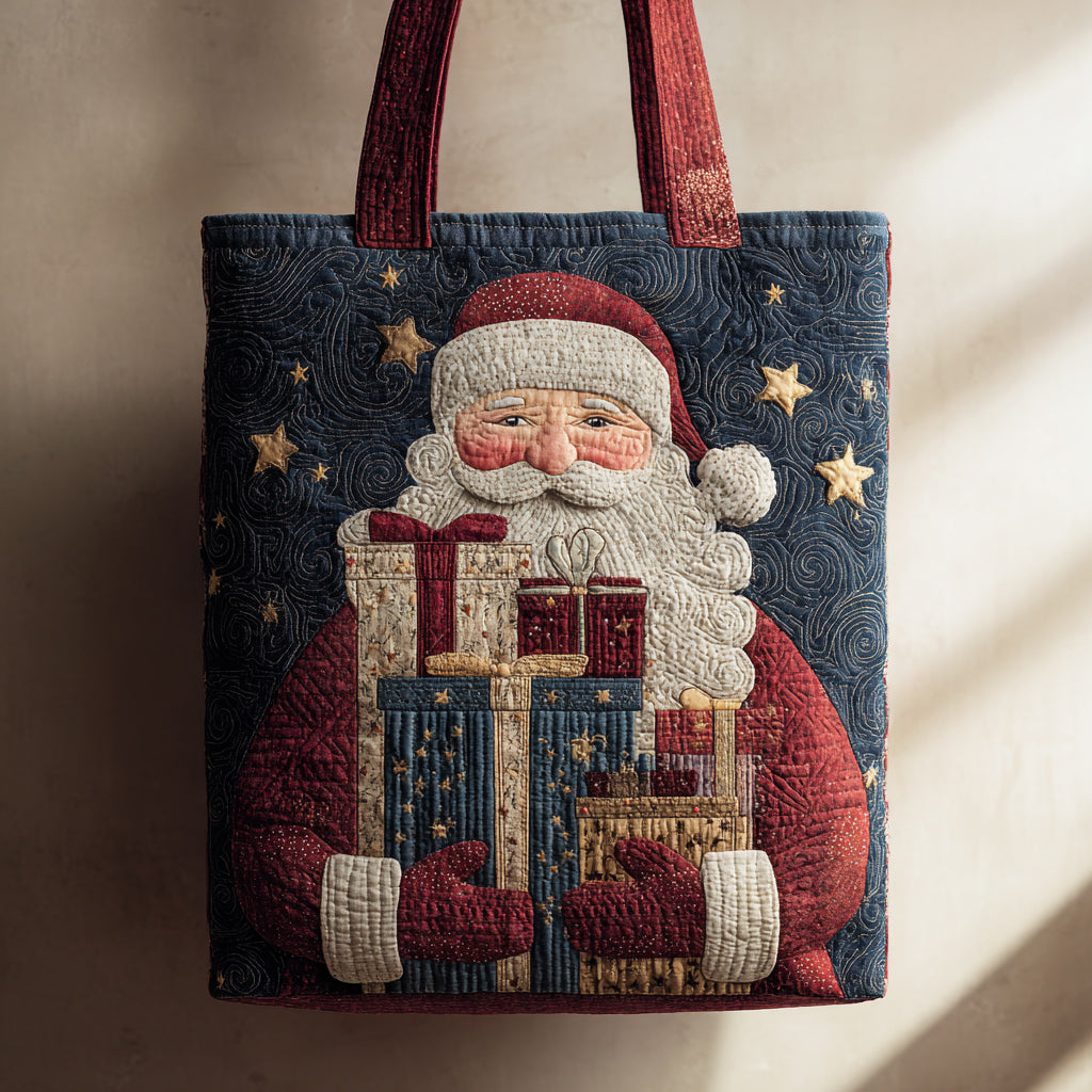 Smiling Santa Claus Quilted Tote Bag Santa Handbag Top Christmas Gifts For Girlfreind