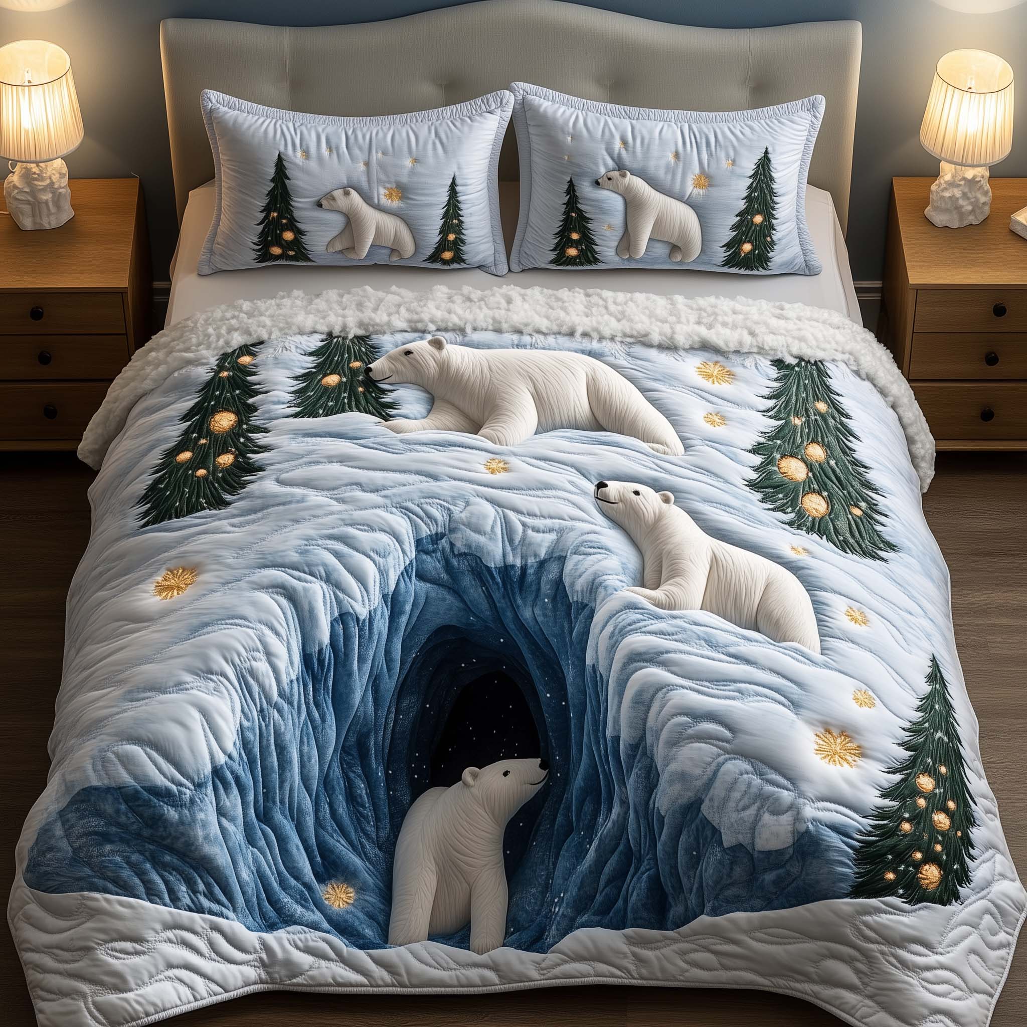Snow Bear Duvet Cover Set Xmas Bed Sheets Christmas Bear Gifts