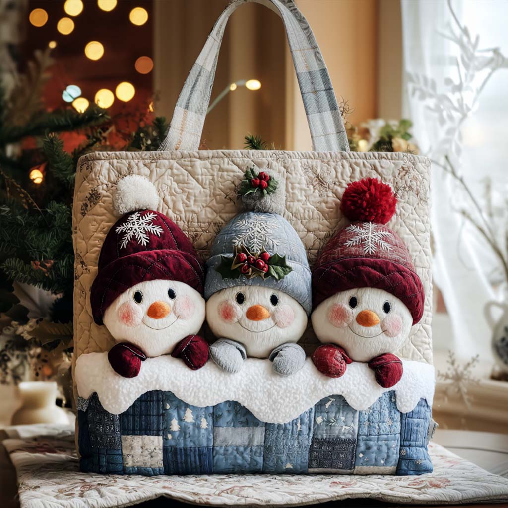 Snow Delight Quilted Tote Bag Christmas Handbags Sale Best Christmas Gifts For Mom