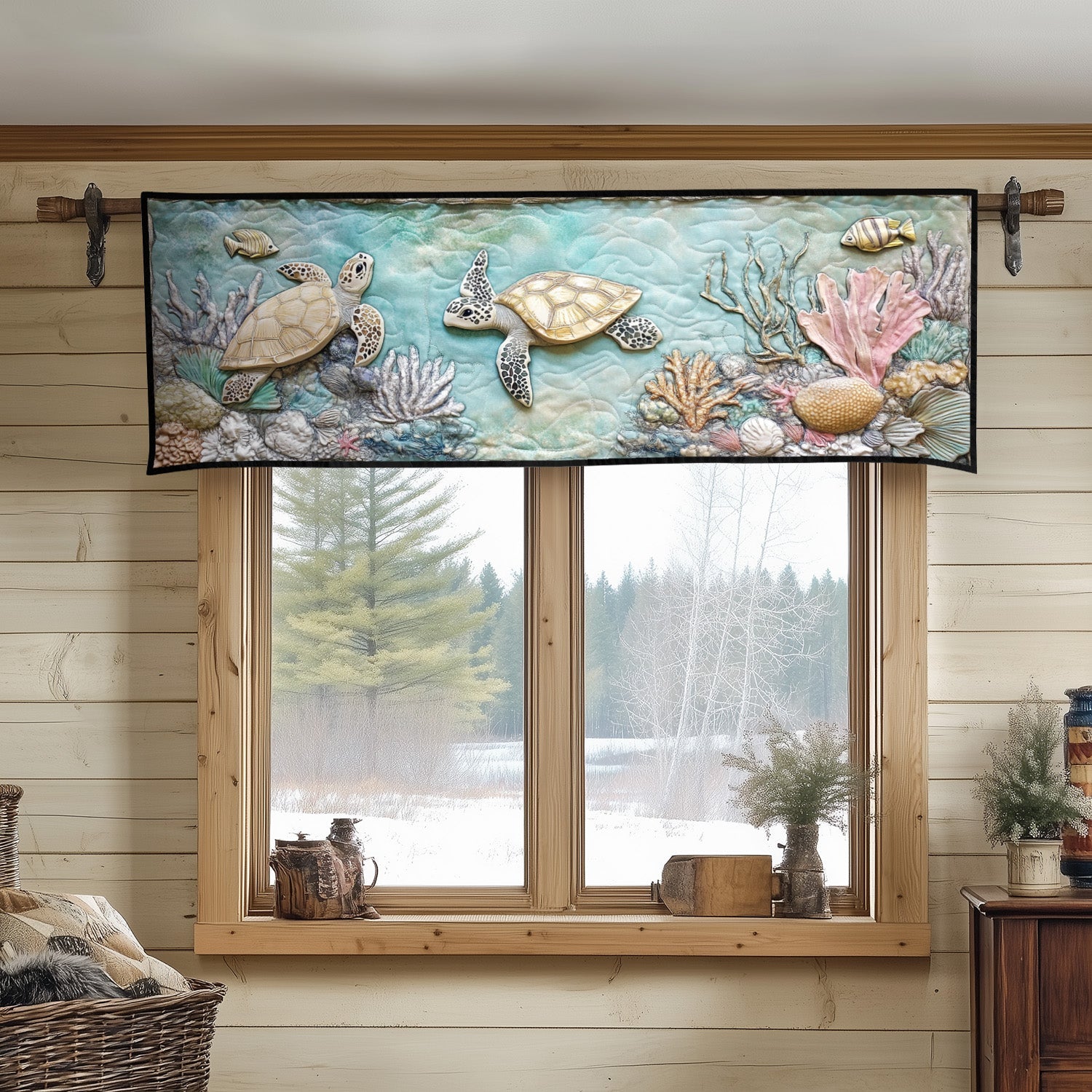 Soft Coral Serenity Quilted Valance Entryway Ideas Turtle Gifts For Mother's day
