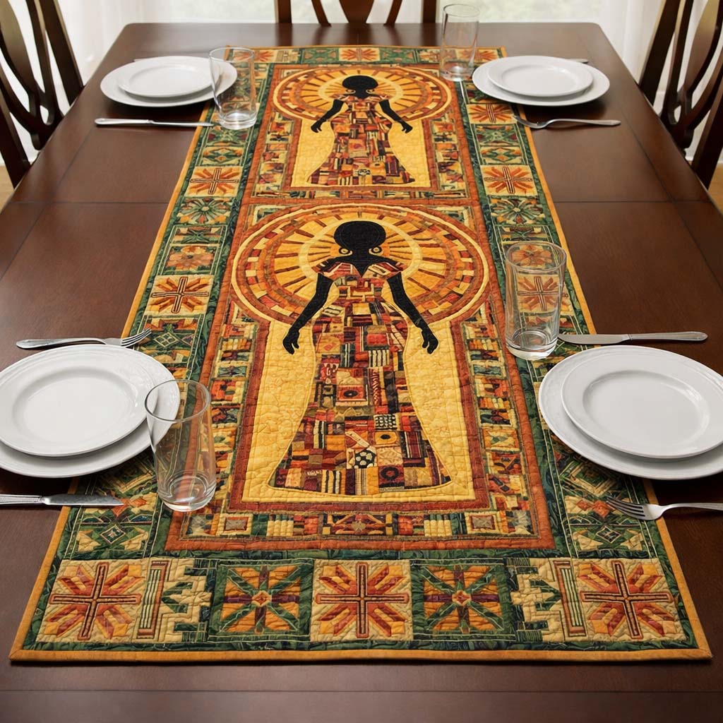 Solar Empress Quilted Table Runner Dining Room Table Toppers Best African American Gifts