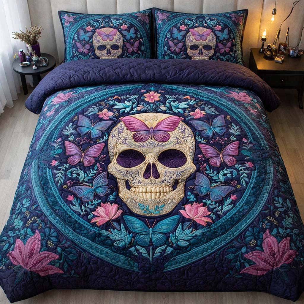 Soul Wings Quilted Bedding Set Best King Bedding Sets Skull Gifts For Her
