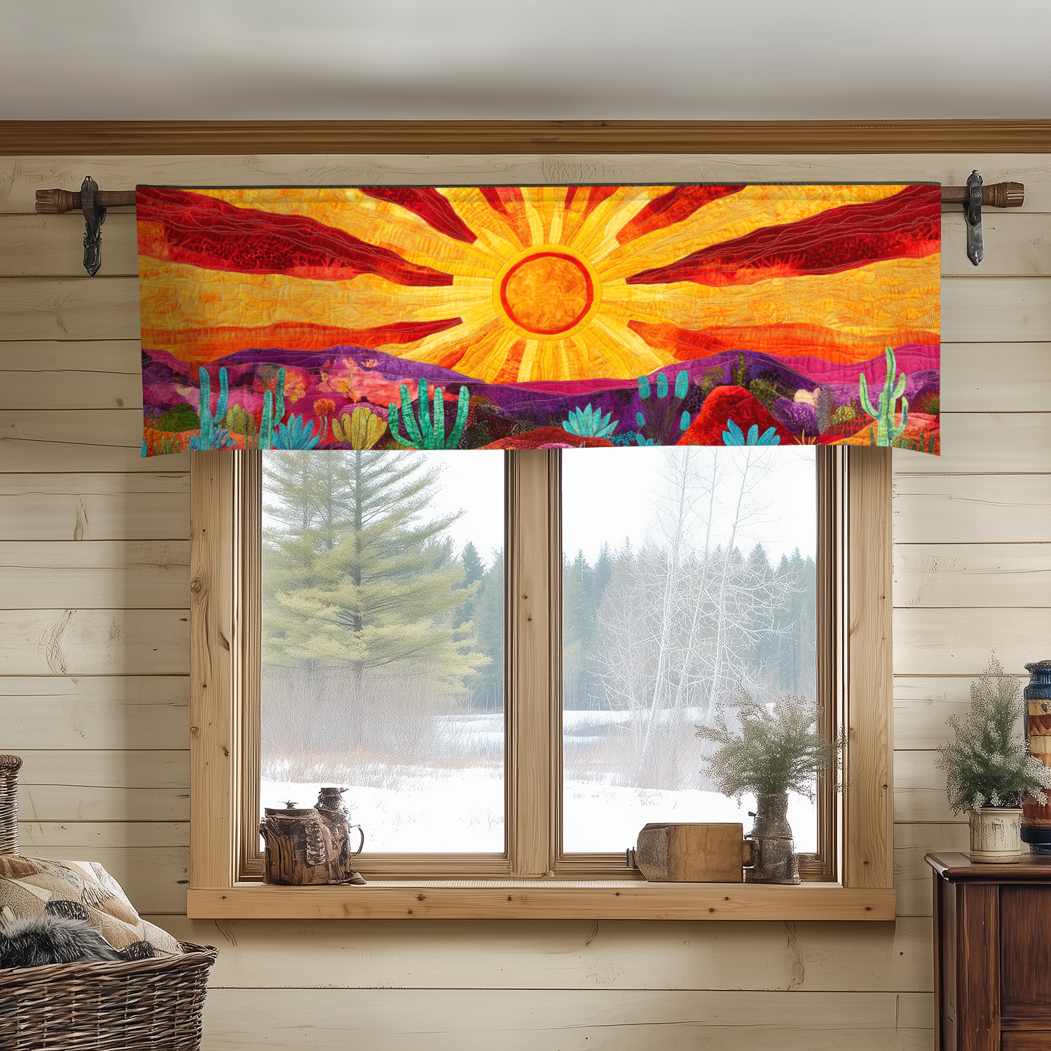 Southwest Sunset Quilted Valance Entrance Way Ideas Great Cactus Themed Gifts