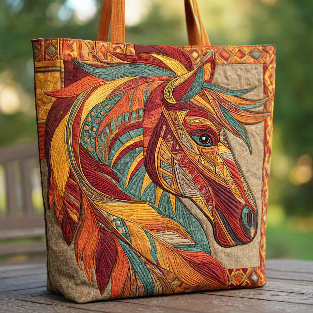 Southwestern Gallop Quilted Tote Bag Shoulder Bag Vintage Christmas Gifts For Horse Trainers