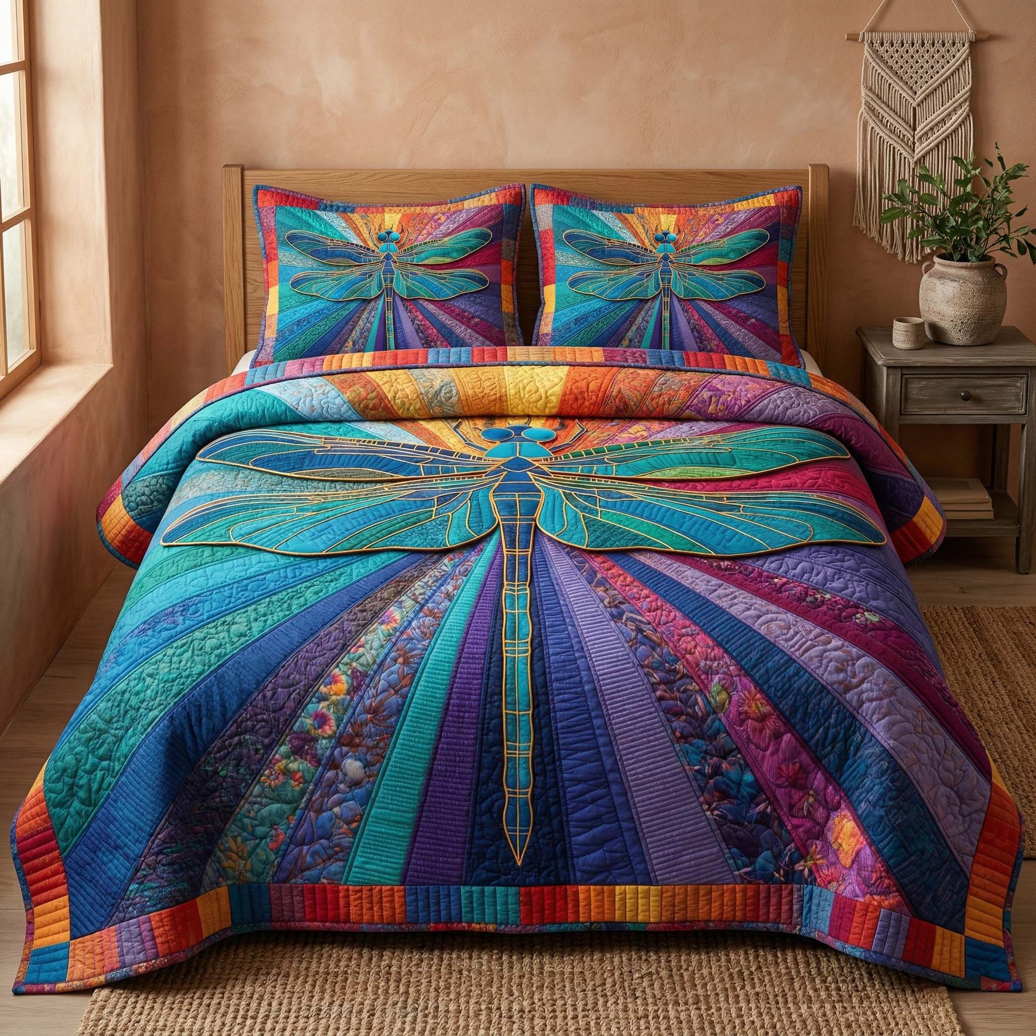 Spectrum Dragonfly Quilted Bedding Set Great Bed Sets Dragonfly Themed Gifts