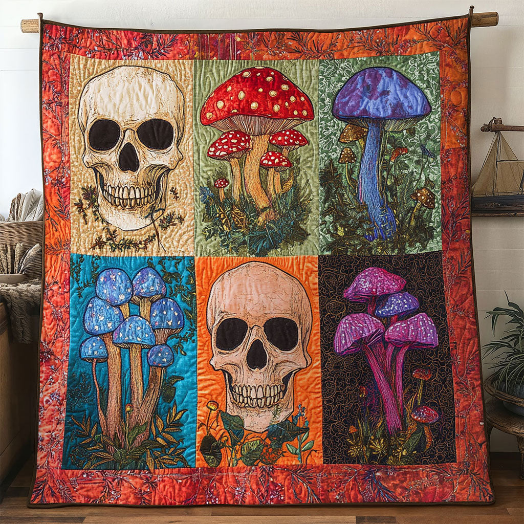 Spirit Bloom Skull Quilt Comfortable Microfiber Quilt Blanket for Everyday Use