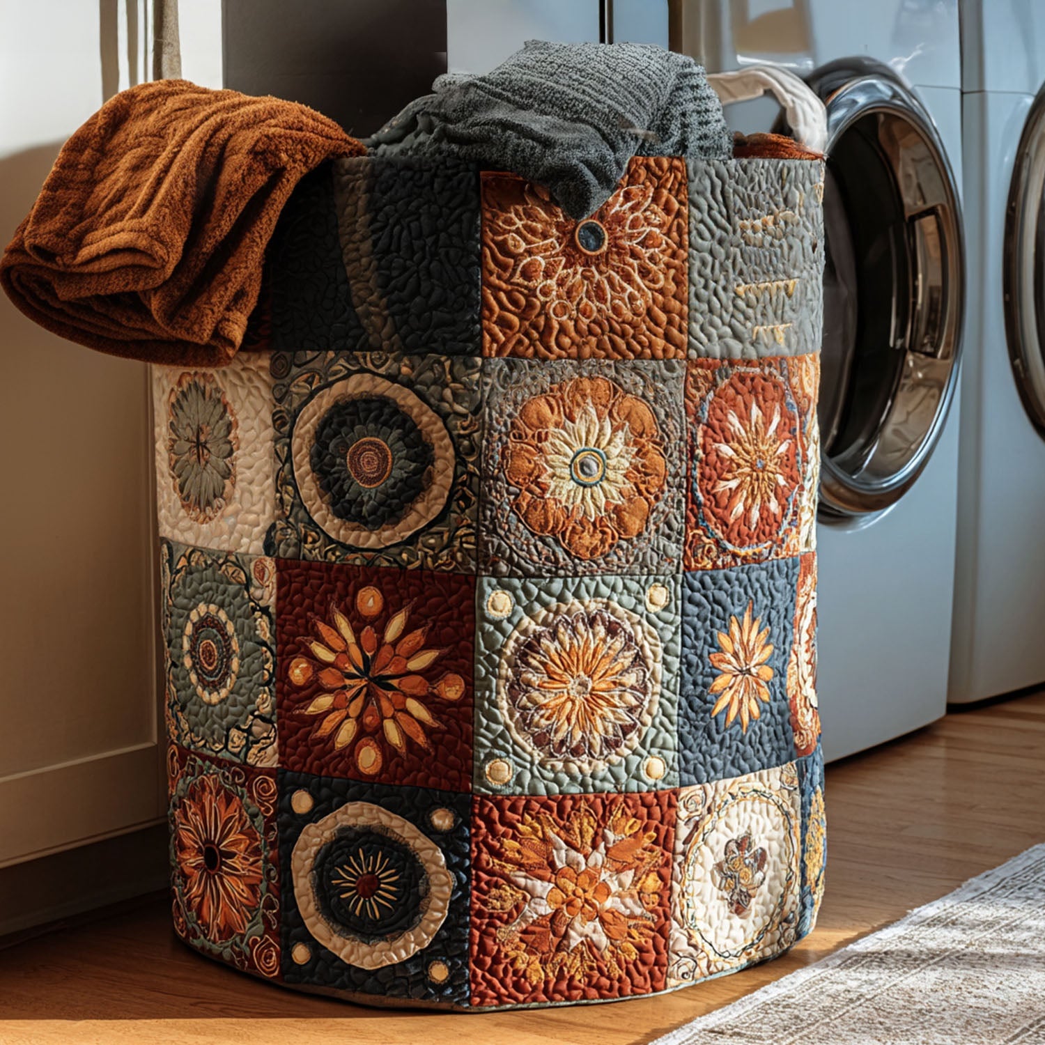 Spirit Geometry Quilted Laundry Basket Folding Laundry Hamper Presents For Mother In Law