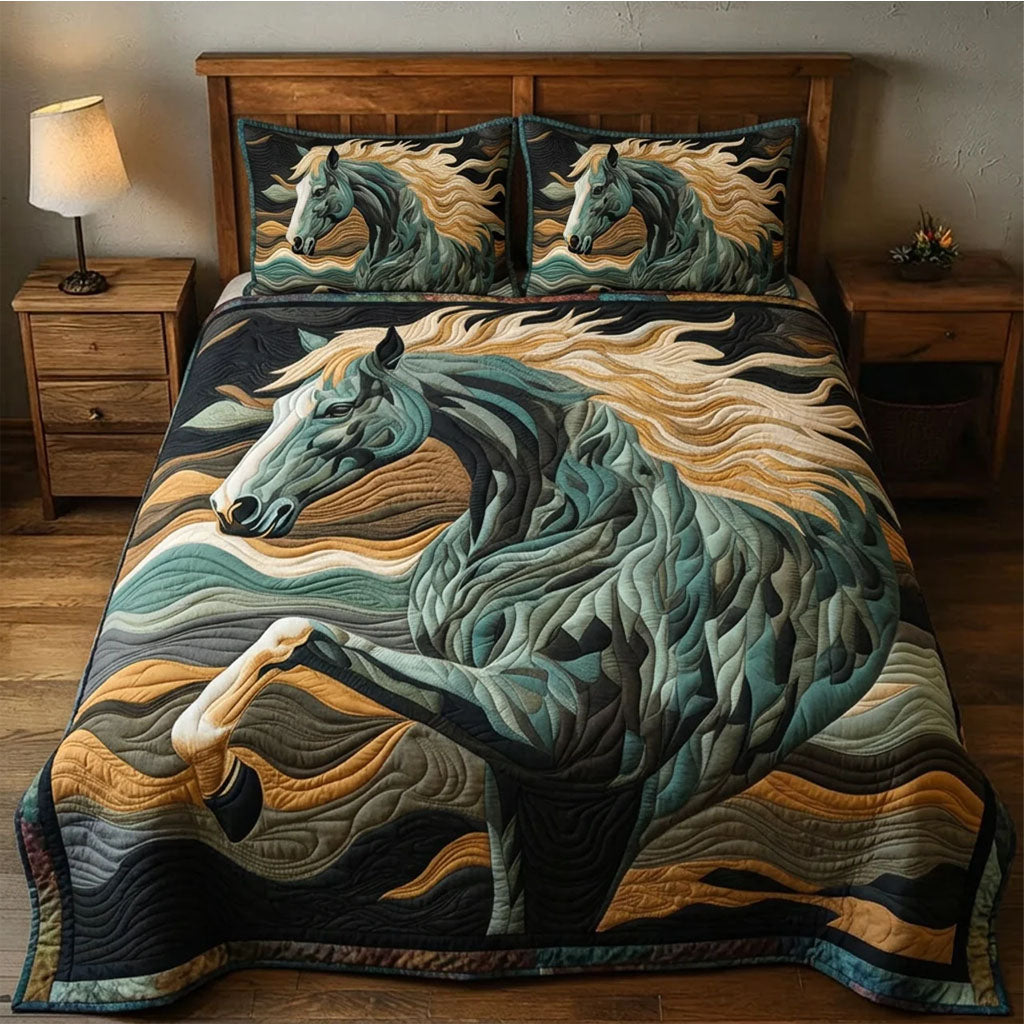 Spirit of the Mane Quilted Bedding Set Comforter And Sheet Sets Best Presents For Horse Lovers