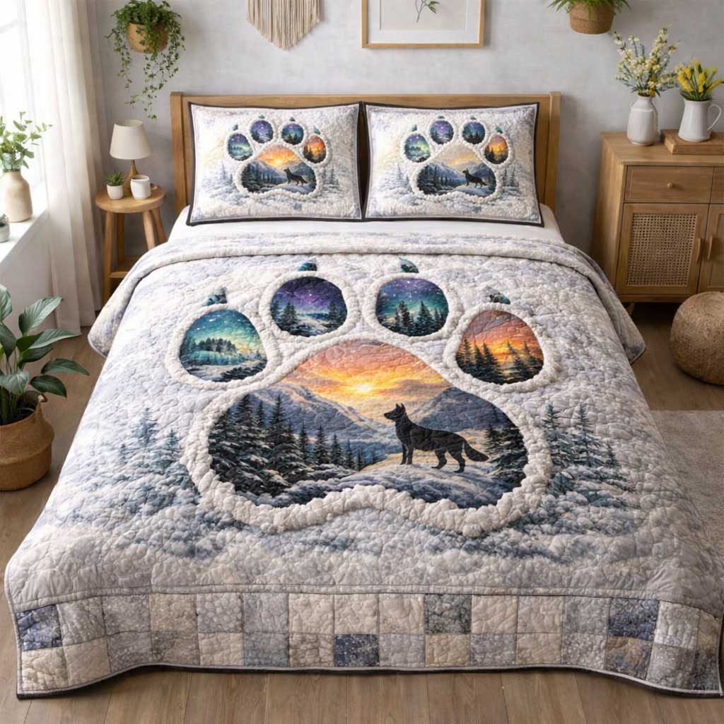 Spirit Wolf Quilted Bedding Set King Comforter Sets Gifts For People Who Love Wolves
