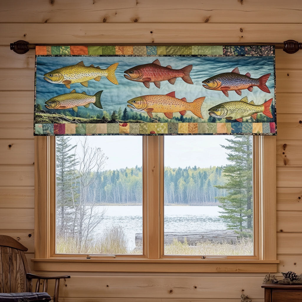 Spring Creek Catch Quilted Valance Christmas House Decor Fishing Gifts For Him